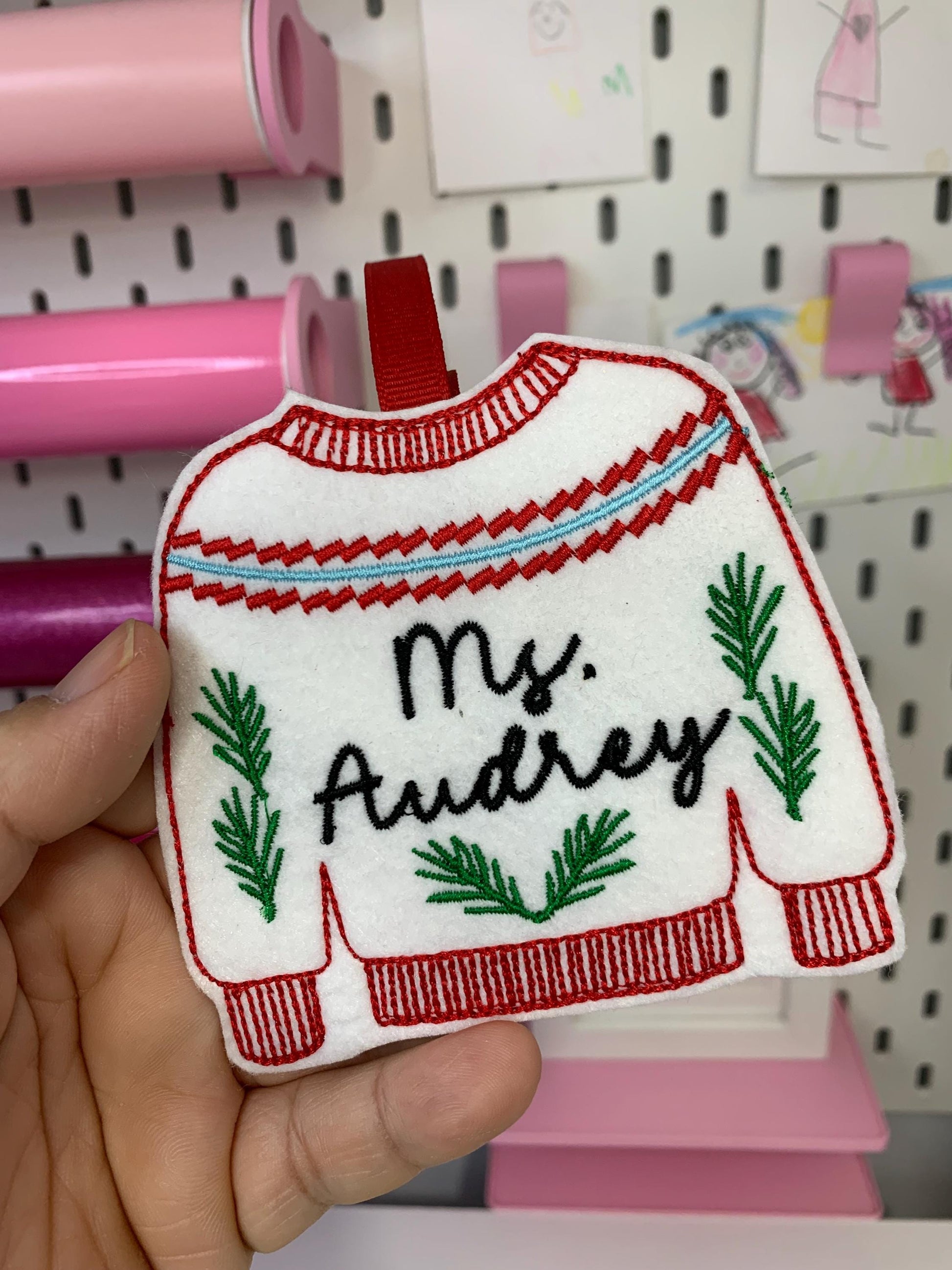 Personalized Holiday Sweater Ornament with Back Gift Holder | Custom Name | Gift Tag Ornament