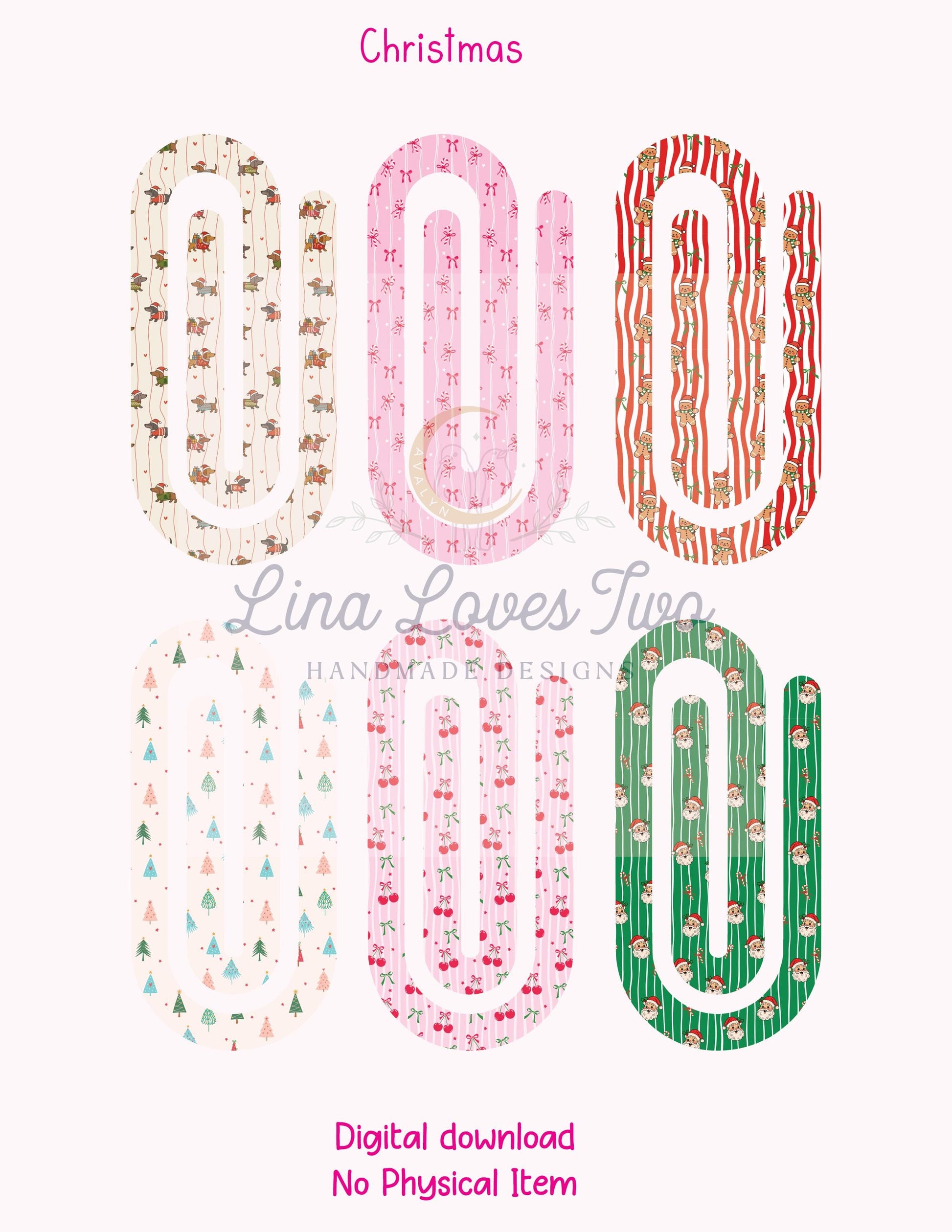 Christmas Theme Jumbo Paperclip PNG for Sublimation – Instant Digital Download