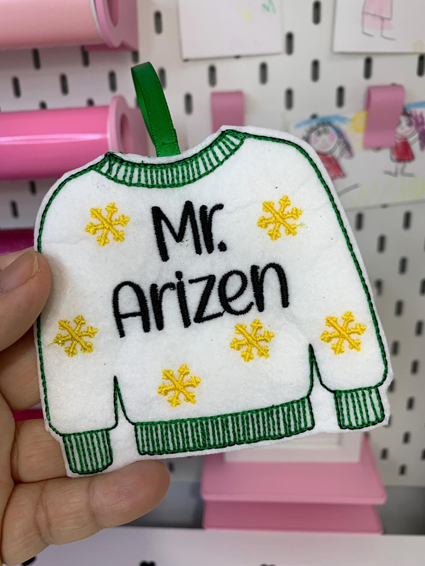 Personalized Holiday Sweater Ornament with Back Gift Holder | Custom Name | Gift Tag Ornament