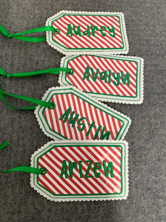 Personalized Embroidered Christmas Gift Tags – Felt Name Tag – Personalized Gift Tags Holiday Decor