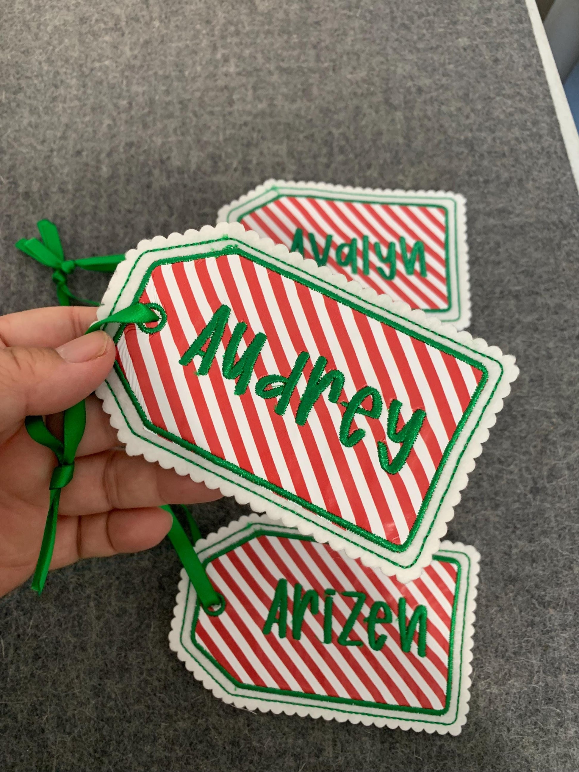 Personalized Embroidered Christmas Gift Tags – Felt Name Tag – Personalized Gift Tags Holiday Decor