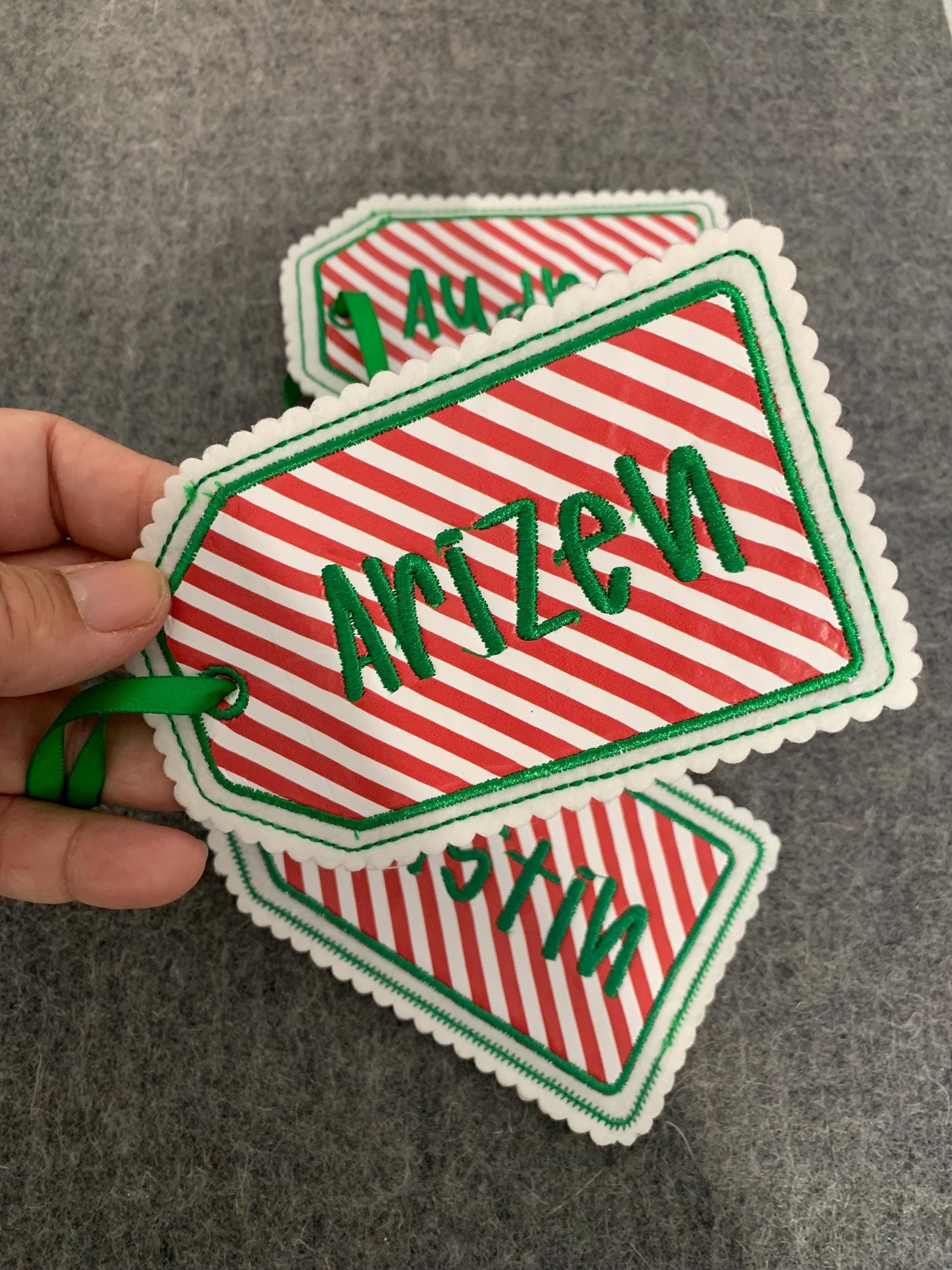 Personalized Embroidered Christmas Gift Tags – Felt Name Tag – Personalized Gift Tags Holiday Decor