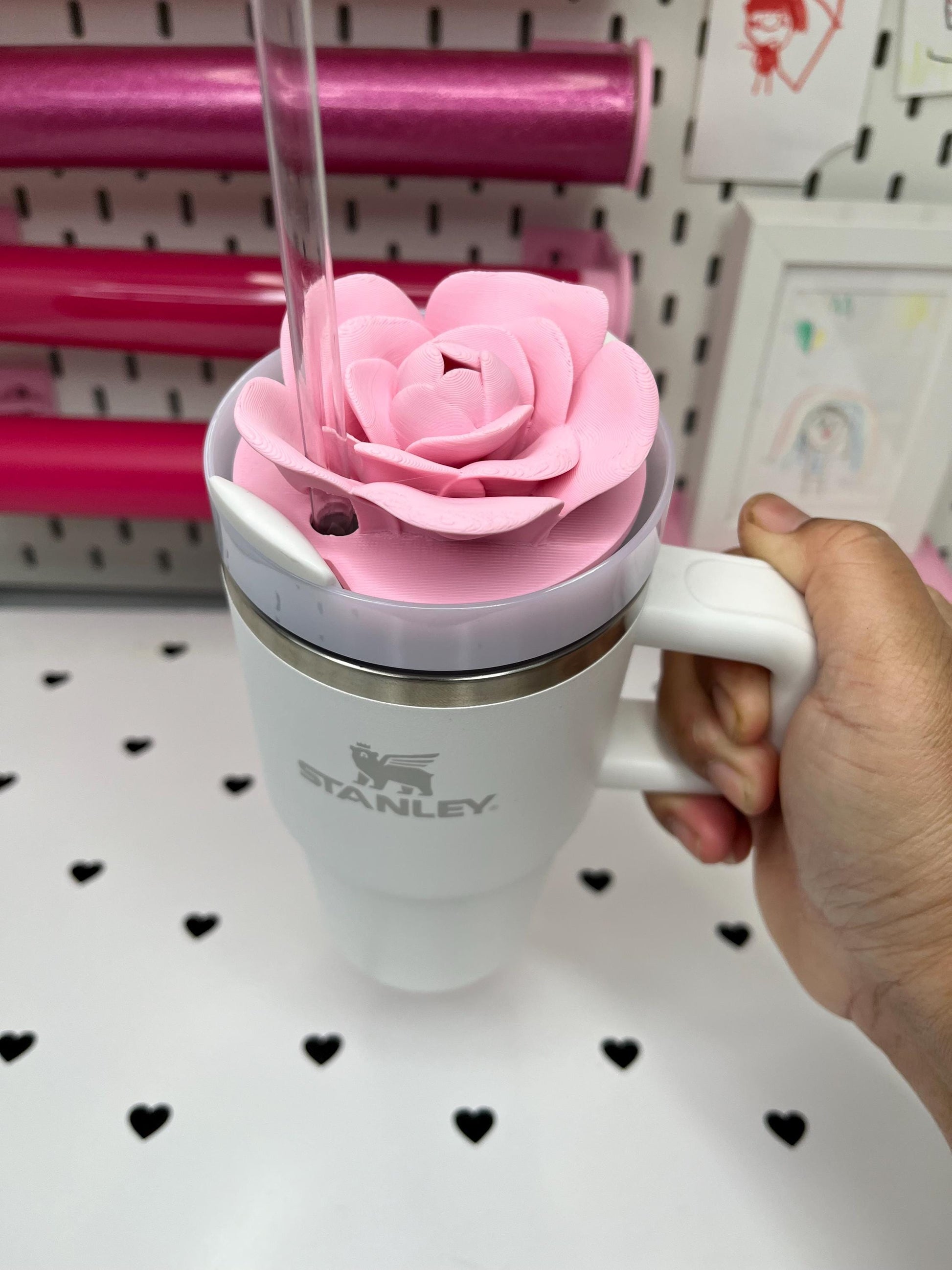 Rose Topper 3MF Files – 20oz, 30oz and 40oz Stanley | 16 oz Center and Off-Center Straw Lids for Libbey Cups | Digital Download