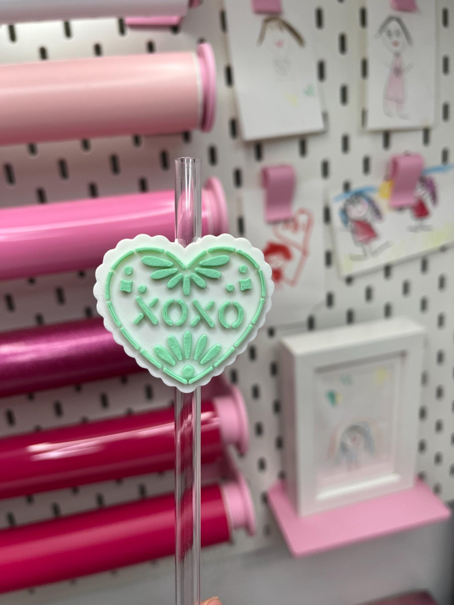 Mexican Heart Straw Toppers with Scalloped Edges – STL and 3MF Files | 8mm & 10mm Straw Holes | Digital Download