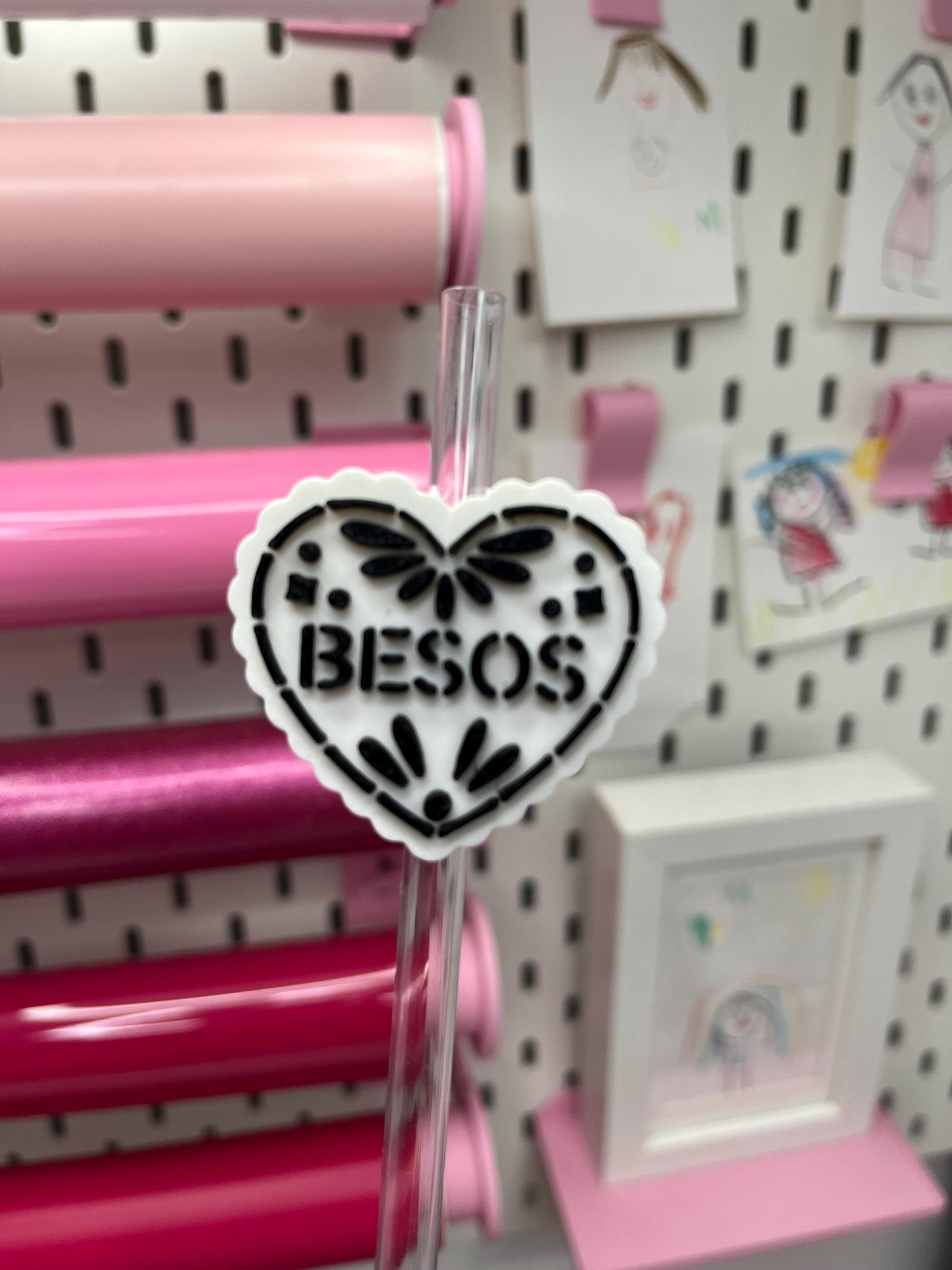 Mexican Heart Straw Toppers with Scalloped Edges – STL and 3MF Files | 8mm & 10mm Straw Holes | Digital Download