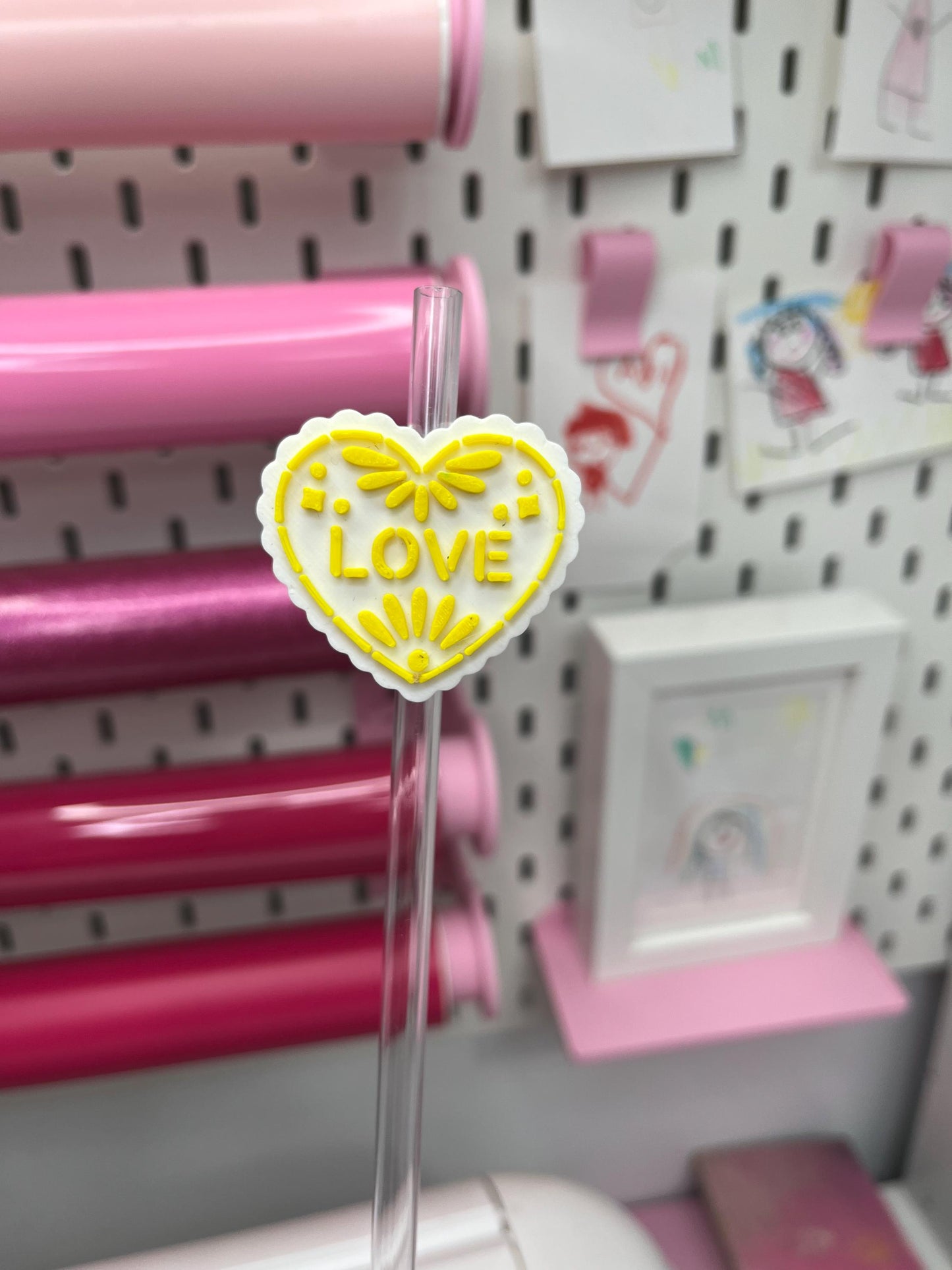 Mexican Heart Straw Toppers with Scalloped Edges – STL and 3MF Files | 8mm & 10mm Straw Holes | Digital Download