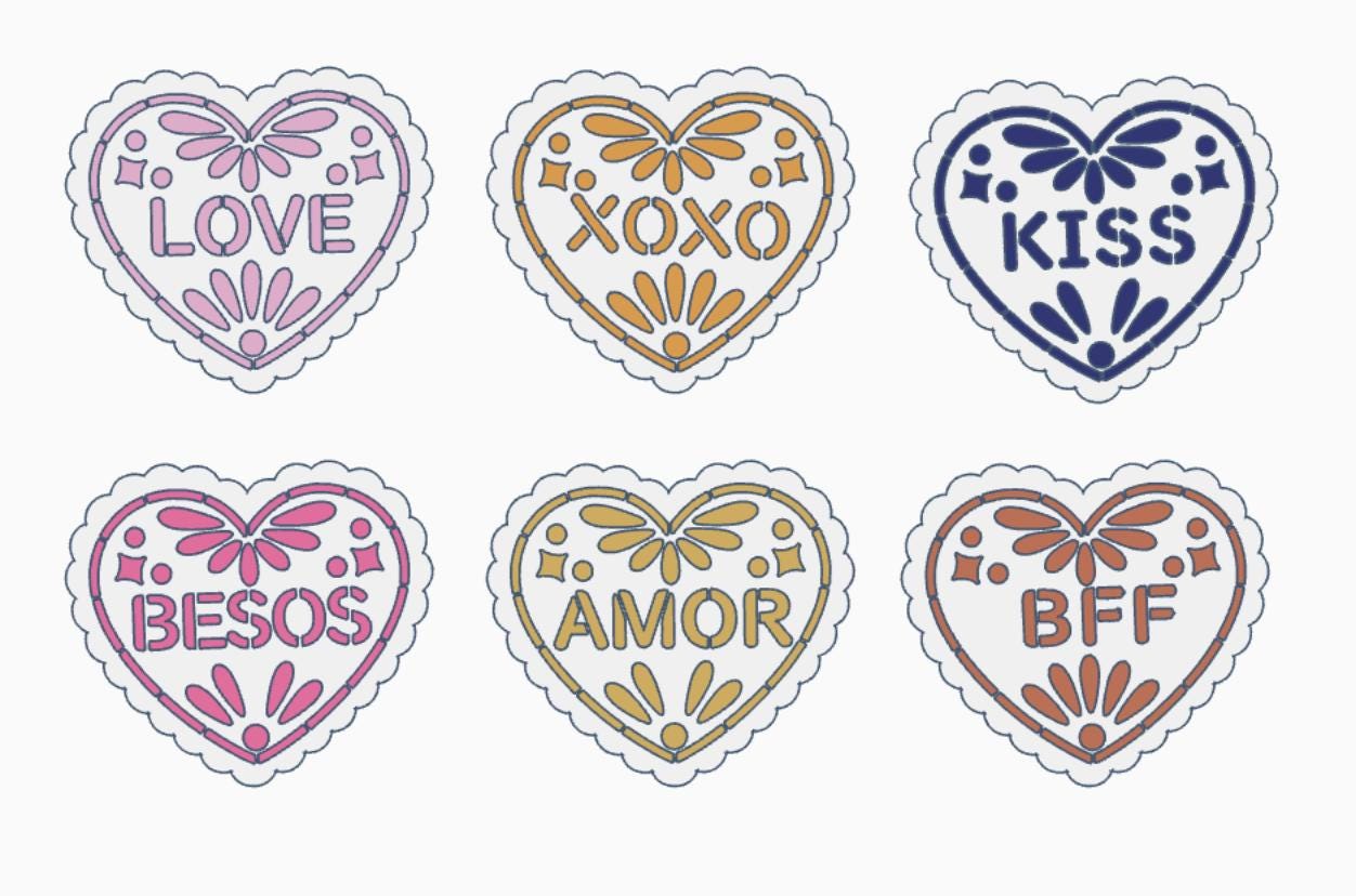 Mexican Heart Straw Toppers with Scalloped Edges – STL and 3MF Files | 8mm & 10mm Straw Holes | Digital Download