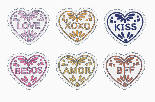 Mexican Heart Straw Toppers with Scalloped Edges – STL and 3MF Files | 8mm & 10mm Straw Holes | Digital Download