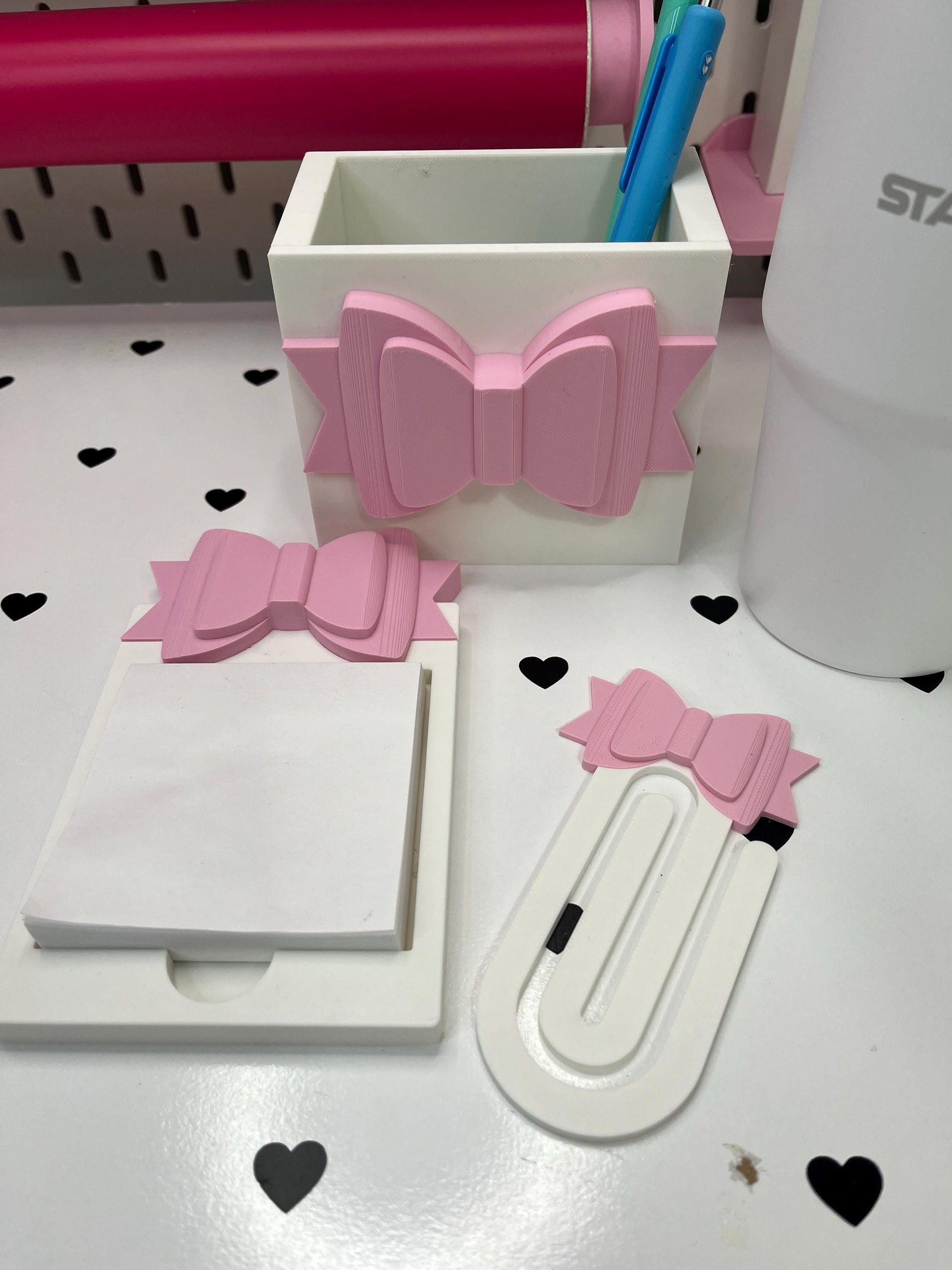 Bow Desk Accessories Bundle – STL & 3MF Files | 3D Print Desk Decor | Digital Download