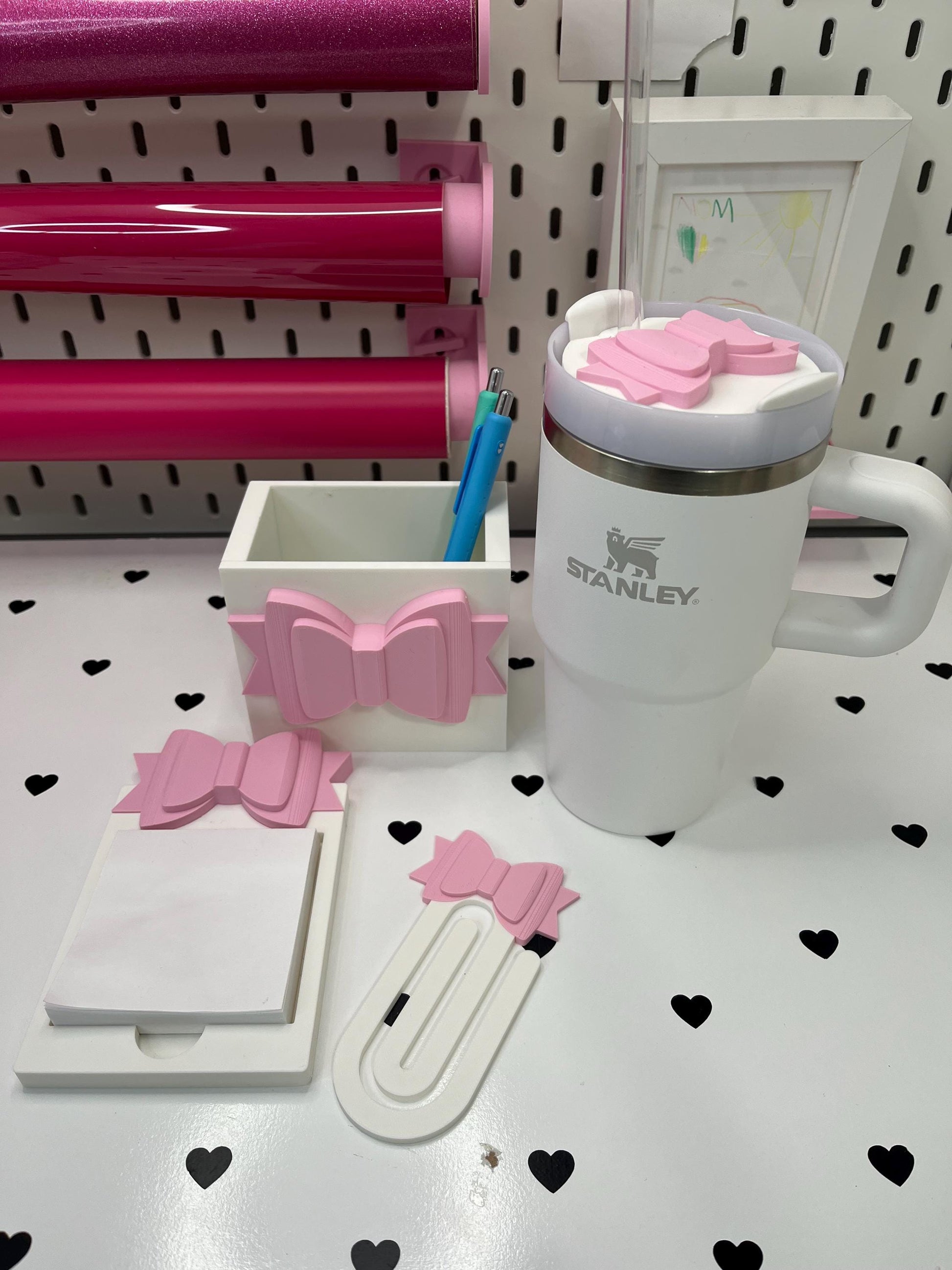 Bow Desk Accessories Bundle – STL & 3MF Files | 3D Print Desk Decor | Digital Download
