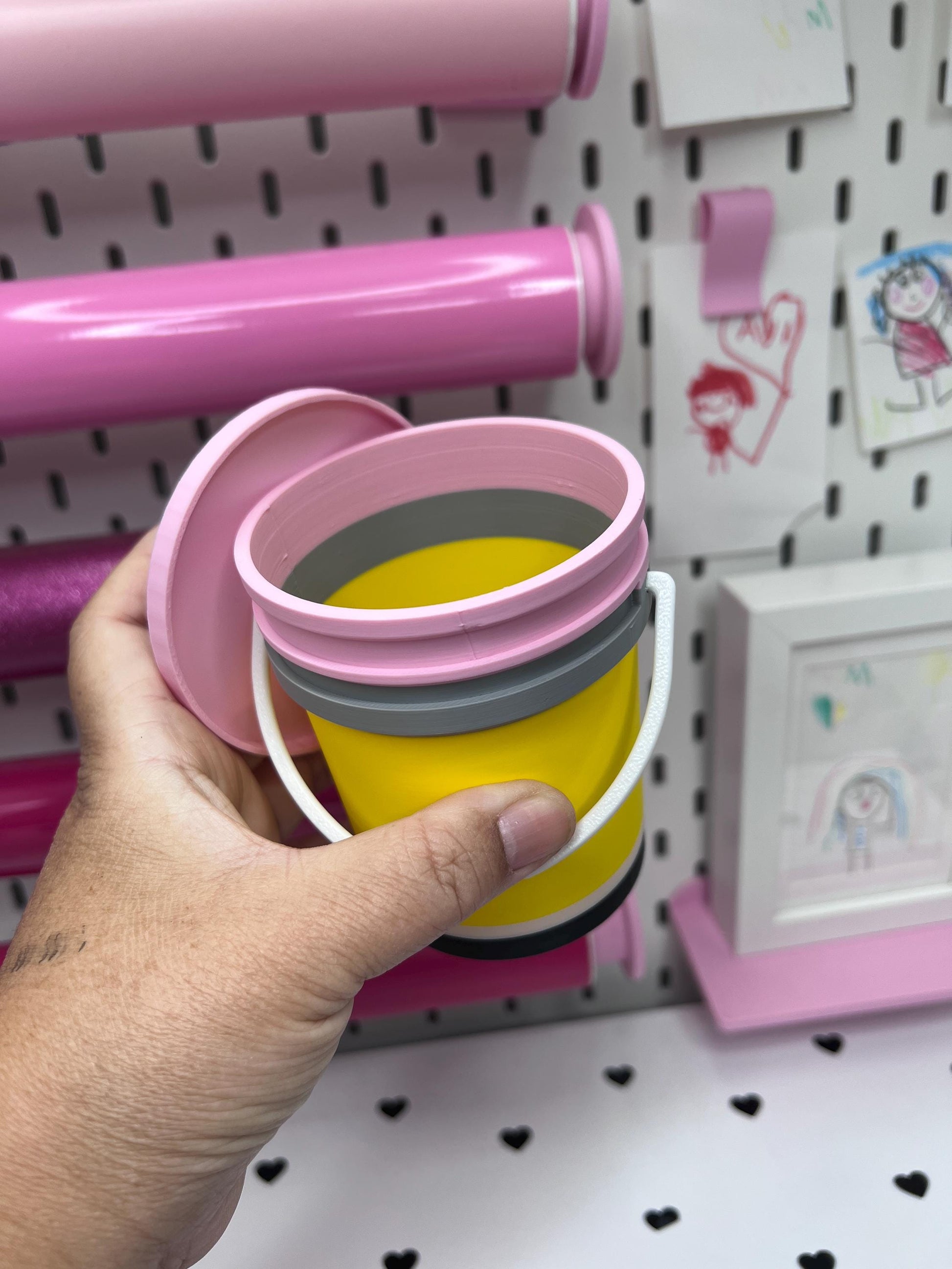 School Supplies Mini Buckets 3MF Files | Pencil | Crayon | Glue and Composition Buckets with Lids | Digital Download | Labels Included
