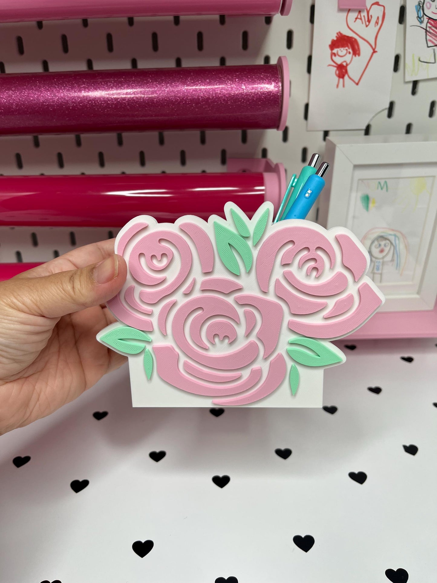 Rose Desk Accessories Bundle – STL & 3MF Files | 3D Print Desk Decor | Digital Download