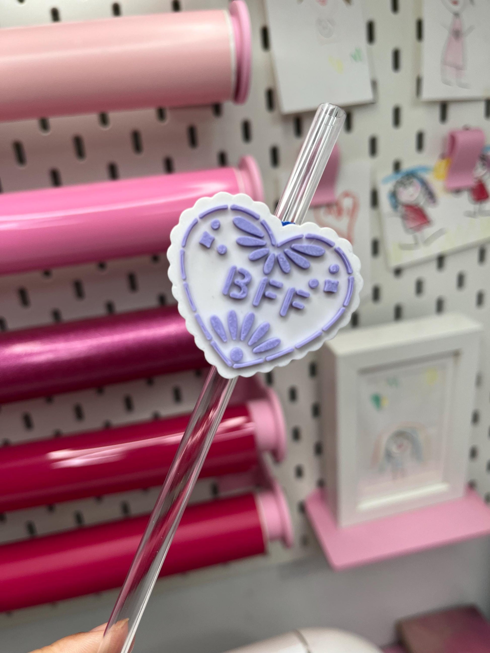 Mexican Heart Straw Toppers with Scalloped Edges – STL and 3MF Files | 8mm & 10mm Straw Holes | Digital Download