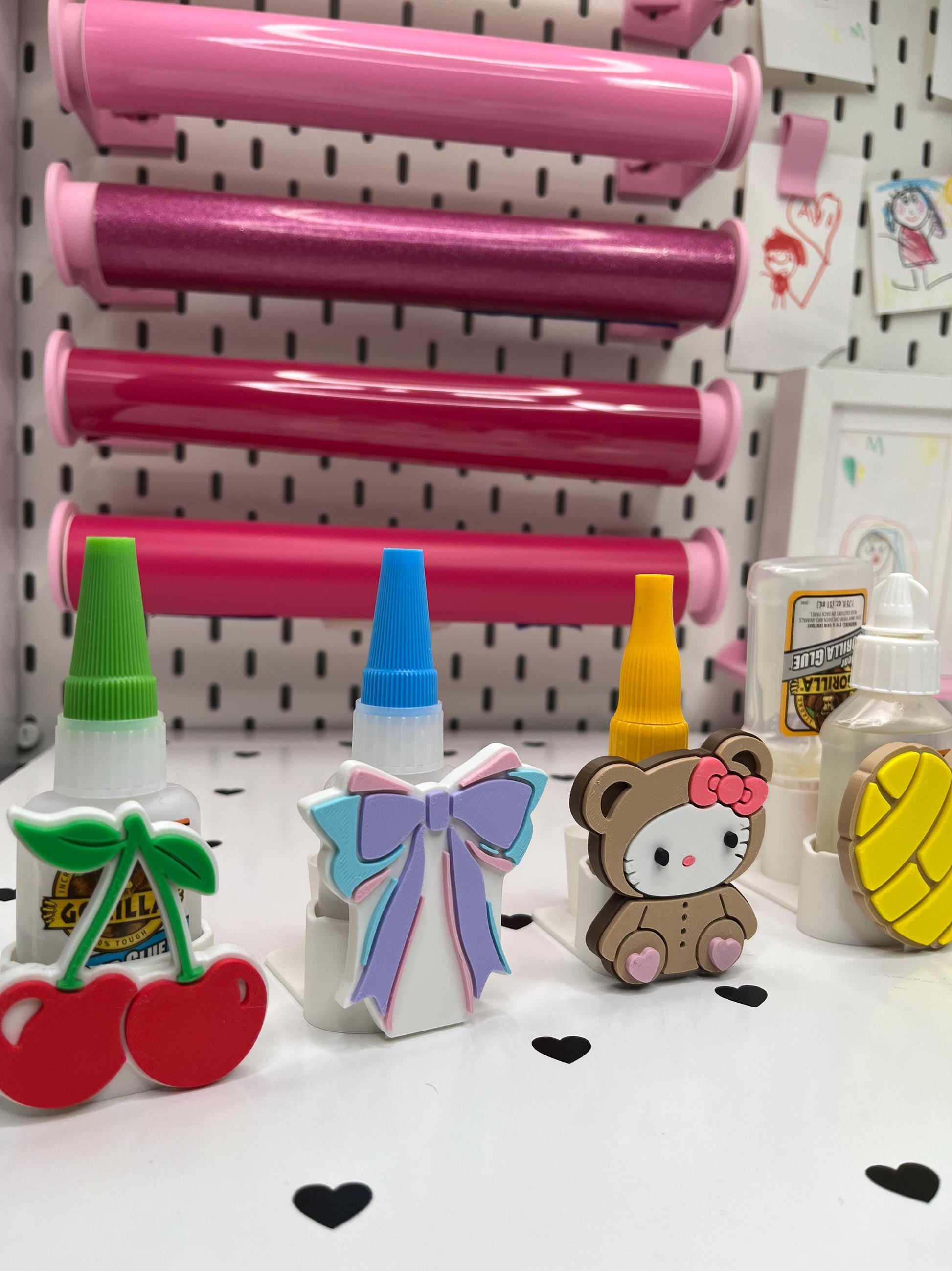 Cherries-Inspired Interchangeable Glue Storage Covers – 3MF Digital File | Digital Download | Set of 4 Bows