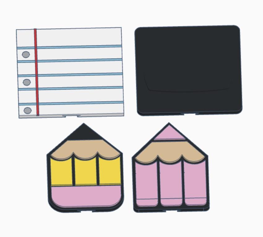 Set of 4 School Supplies Interchangeable Covers – 3MF Digital Files | Digital Download | Labels Included