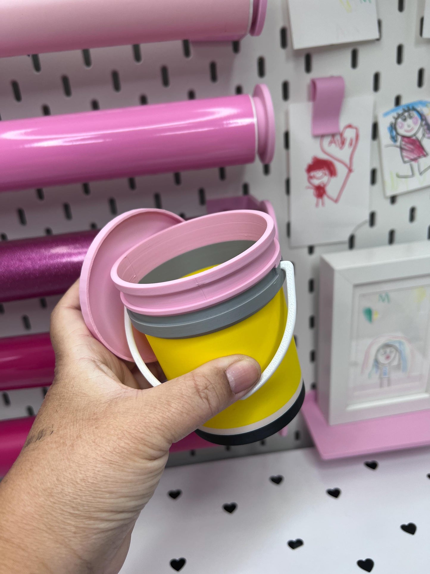 School Supplies Mini Buckets 3MF Files | Pencil | Crayon | Glue and Composition Buckets with Lids | Digital Download | Labels Included