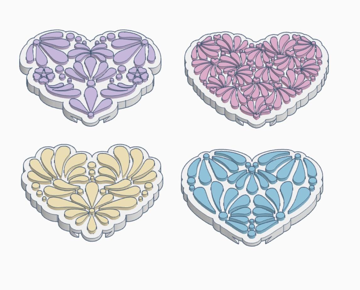 Heart Talavera-Inspired Interchangeable Glue Storage Covers – 3MF Digital File | Digital Download