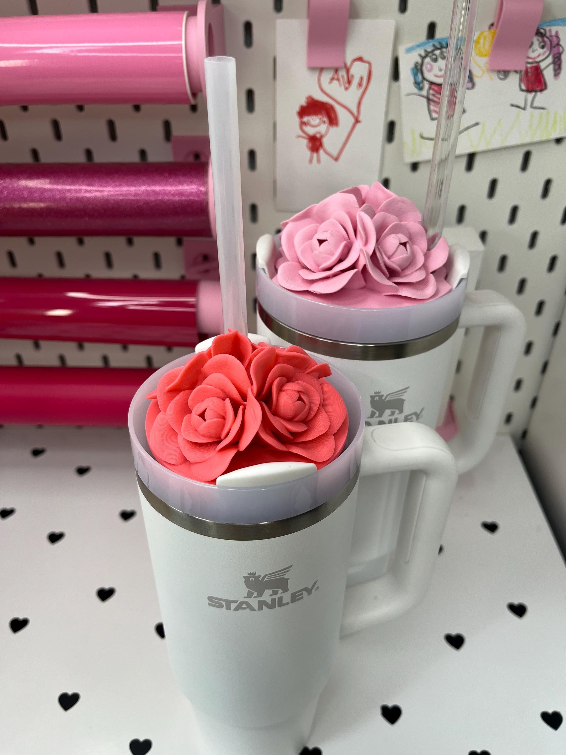 Bundle of Rose Lid Topper STL and 3mf – Stanley & Libbey Cup Floral Design (Digital Download)