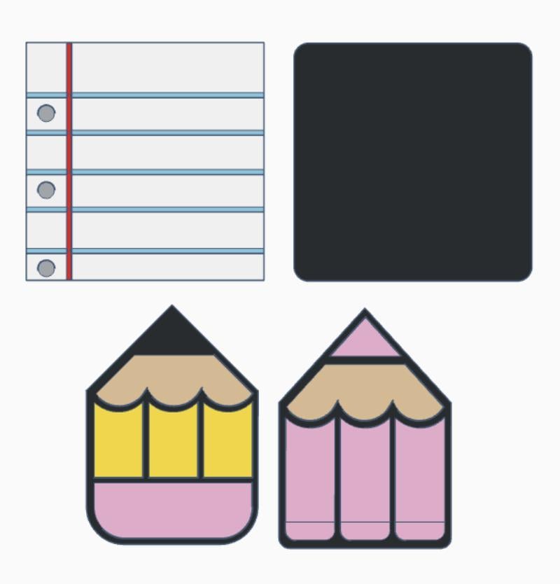 Set of 4 School Supplies Interchangeable Covers – 3MF Digital Files | Digital Download | Labels Included