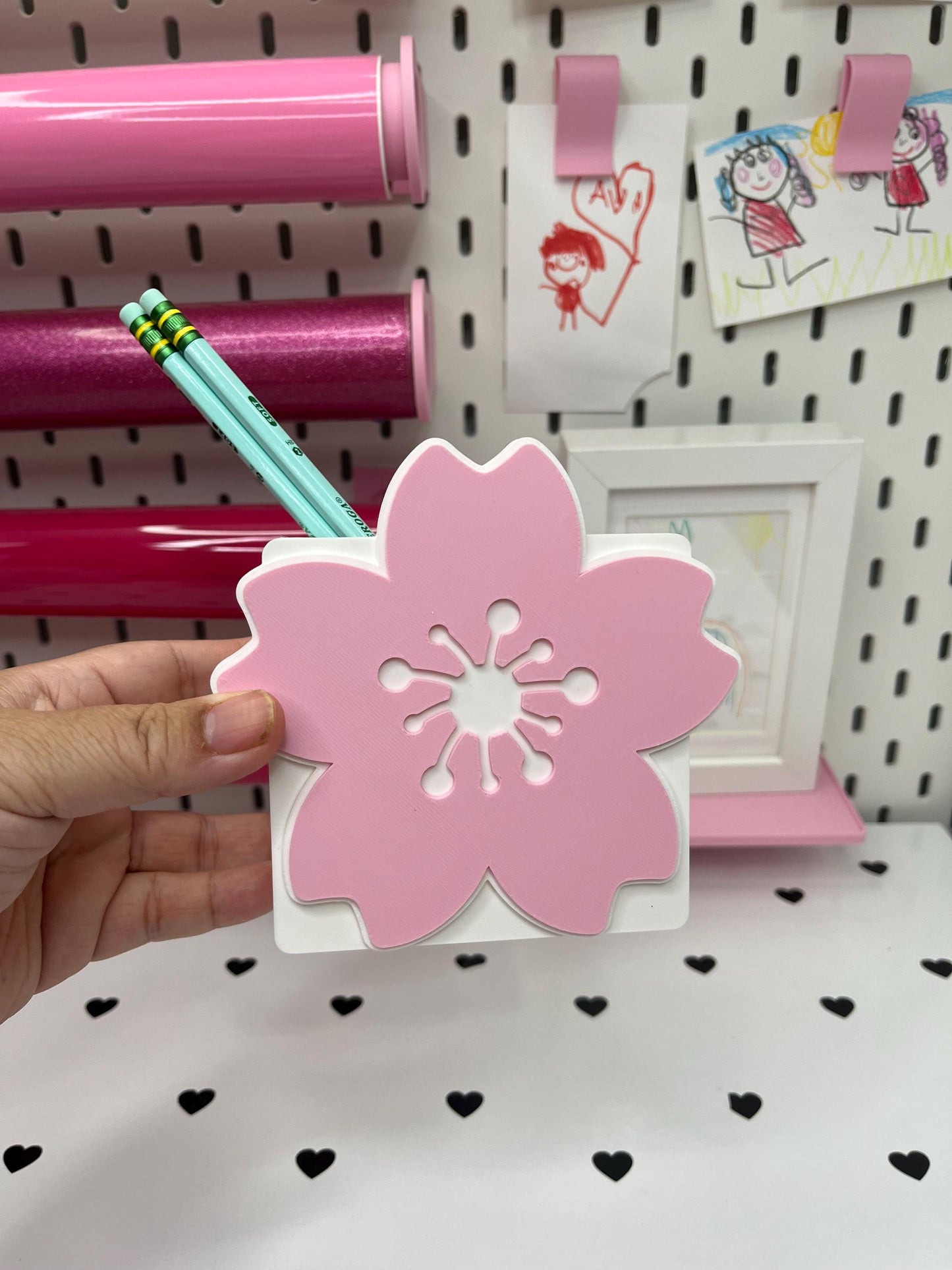 Cherry Blossom Desk Decor Bundle – 3MF Files | Digital Download | Note Holder | Paperclips | Pen Holder | Tray | Phone Stand | Straw Topper