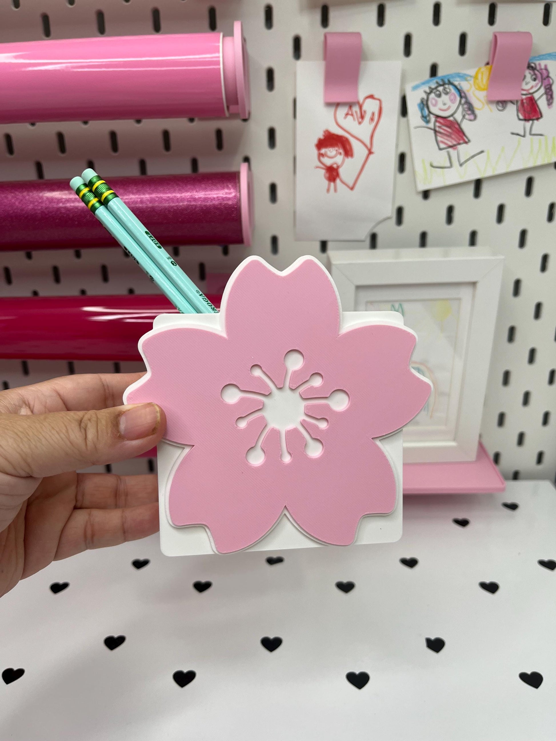 Cherry Blossom Desk Decor Bundle – 3MF Files | Digital Download | Note Holder | Paperclips | Pen Holder | Tray | Phone Stand | Straw Topper