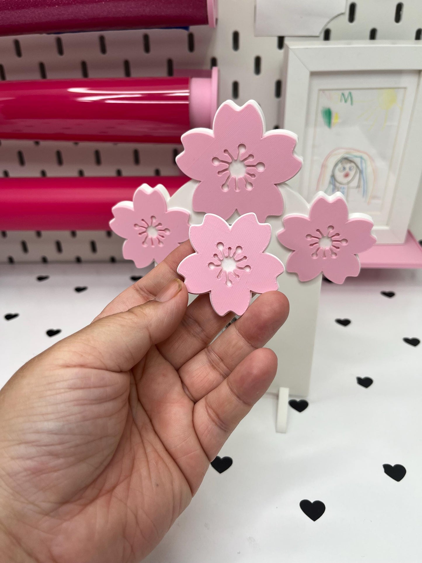 Cherry Blossom Badge Reel Display Stand and Flatback – 3MF Files | Digital Download Badge Reel Display Stand | Draping Bow Flatback | Cover