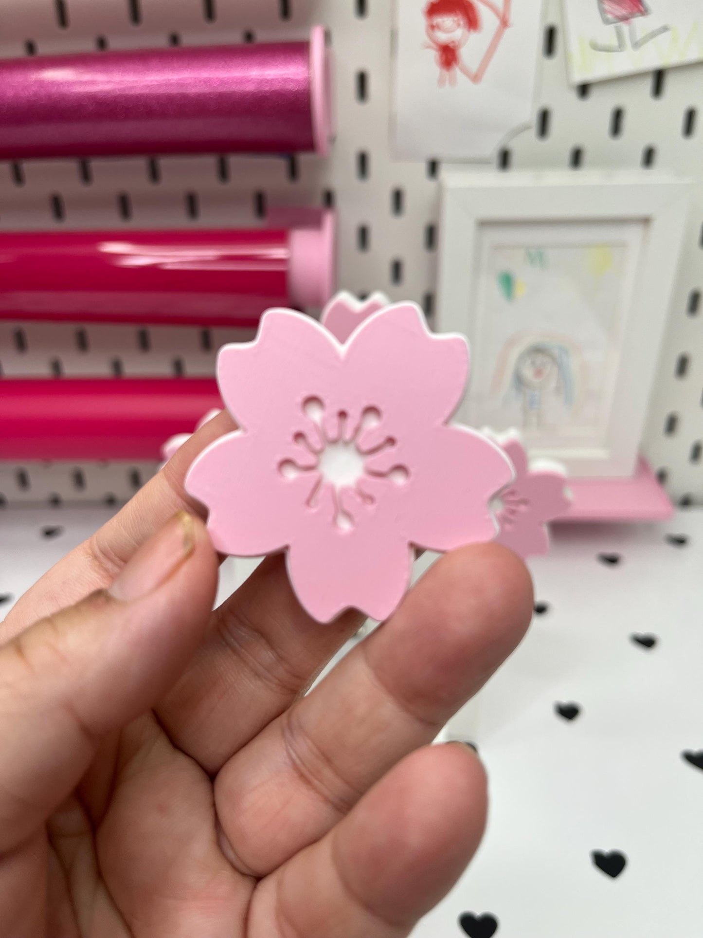 Cherry Blossom Badge Reel Display Stand and Flatback – 3MF Files | Digital Download Badge Reel Display Stand | Draping Bow Flatback | Cover
