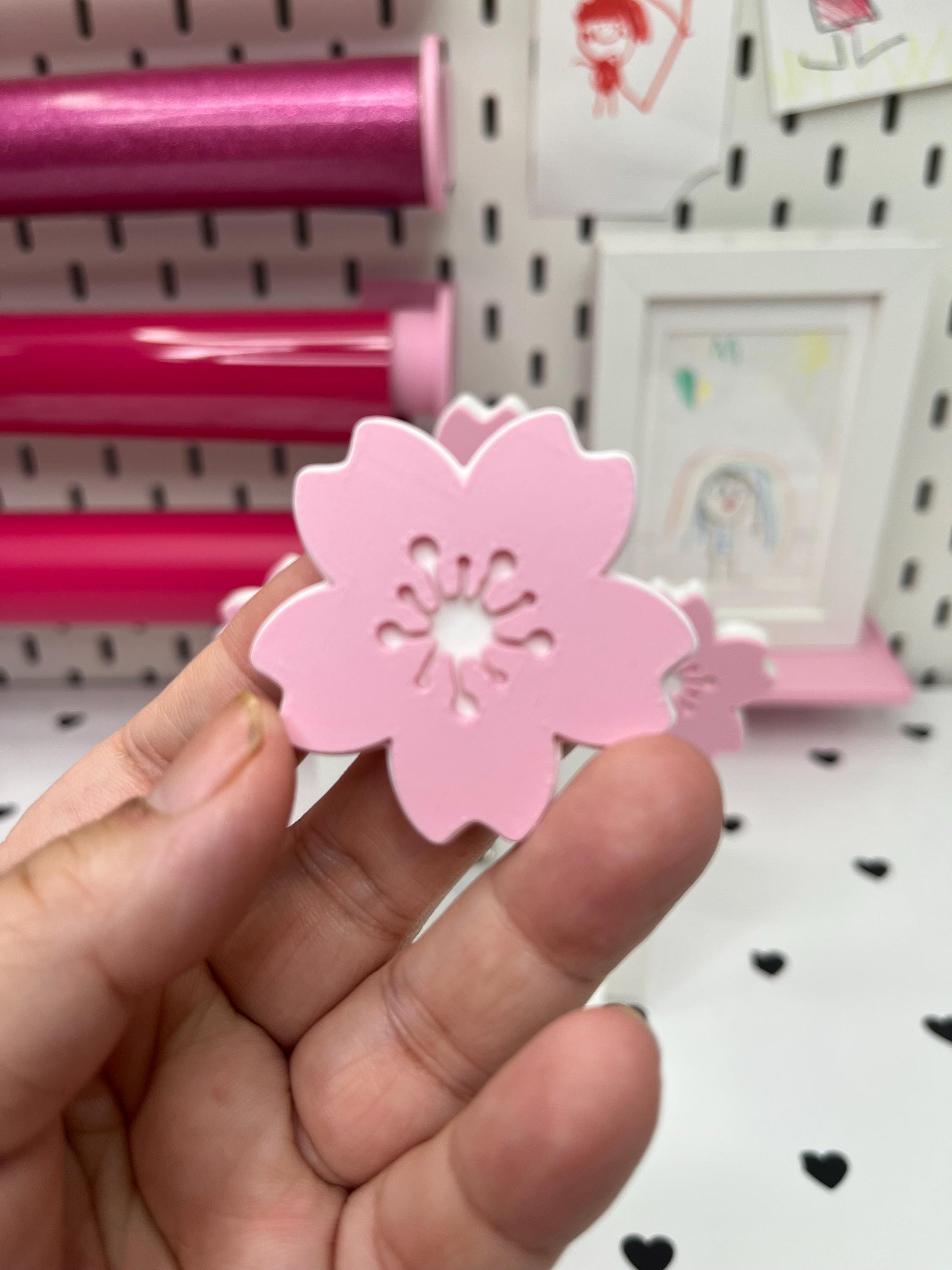 Cherry Blossom Badge Reel Display Stand and Flatback – 3MF Files | Digital Download Badge Reel Display Stand | Draping Bow Flatback | Cover