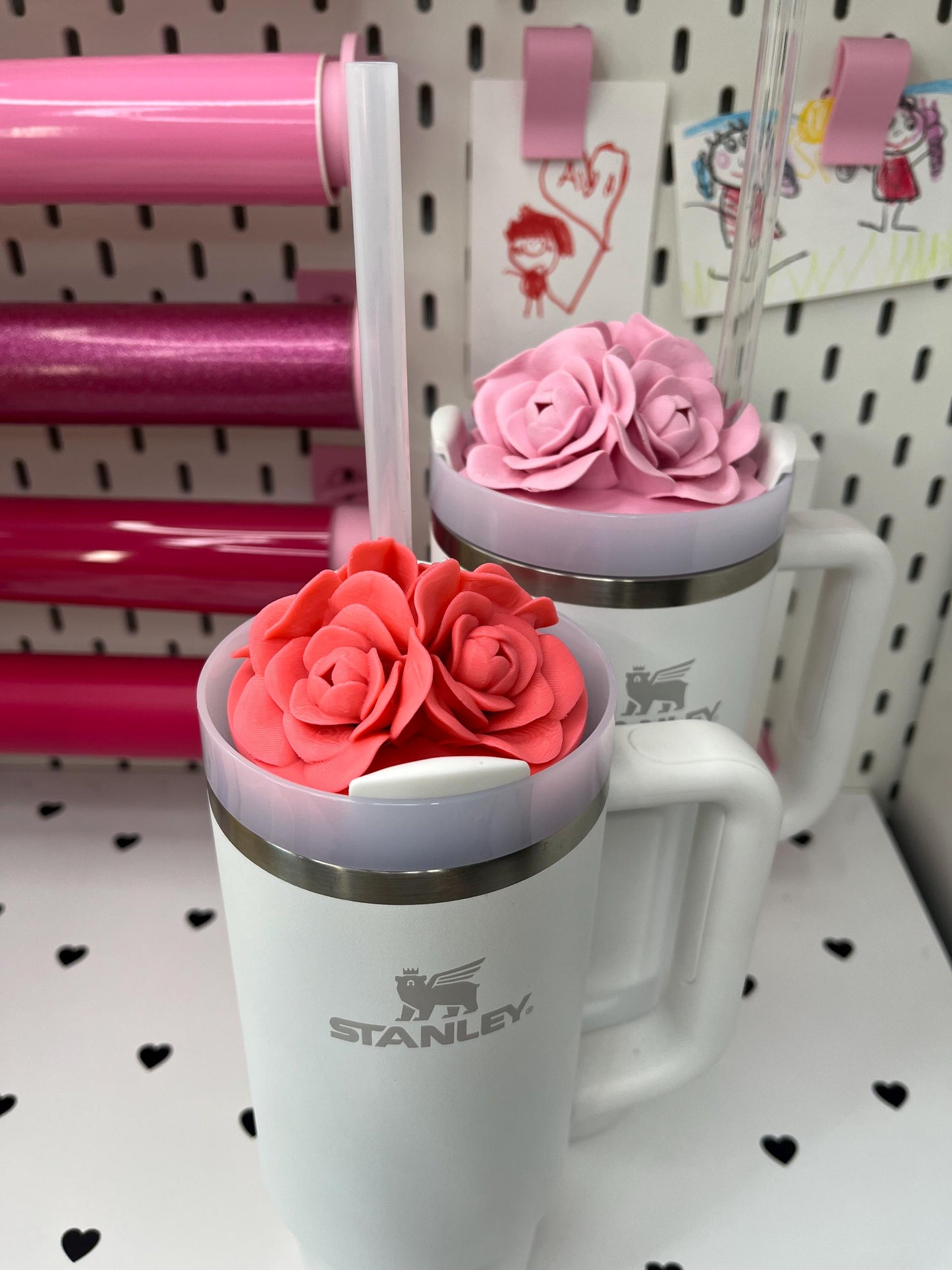 Bundle of Rose Lid Topper STL and 3mf – Stanley & Libbey Cup Floral Design (Digital Download)