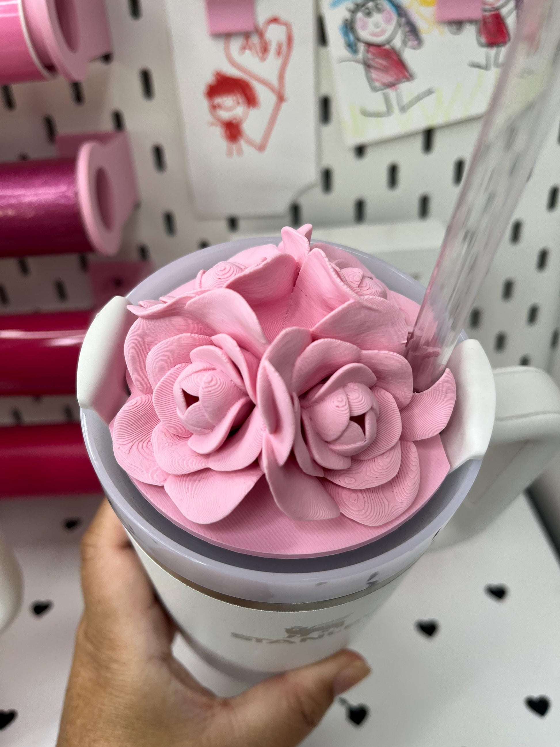 Bundle of Rose Lid Topper STL and 3mf – Stanley & Libbey Cup Floral Design (Digital Download)