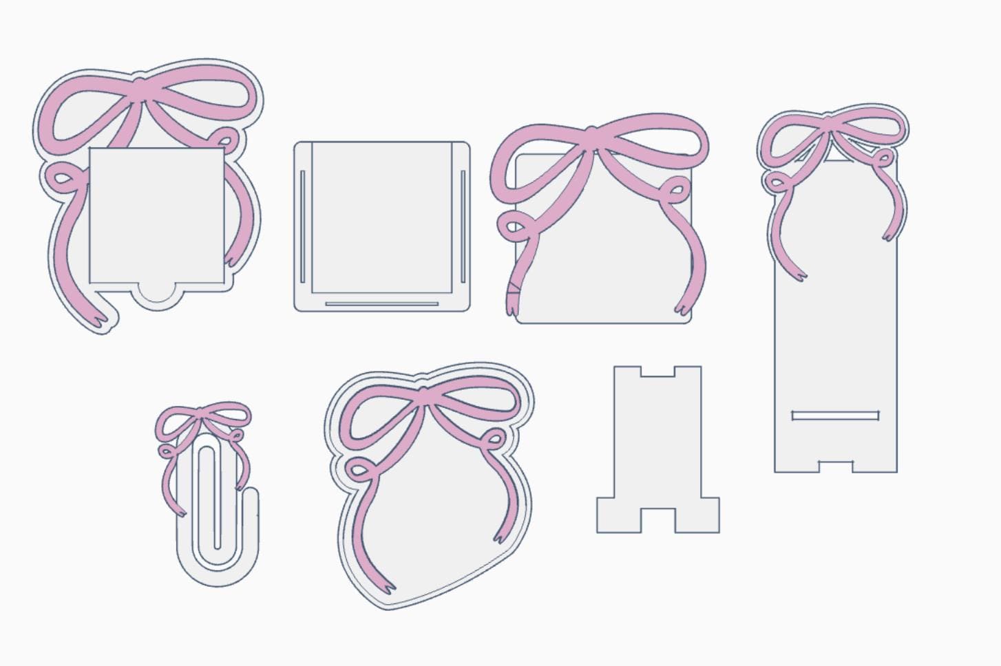 Draping Bow Desk Decor Bundle – 3MF Files | Digital Download | Sticky Note Holder | Paperclips | Pencil Holder | Tray | Phone Stand