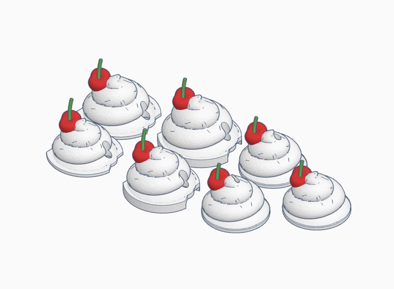 Cream Swirl with Cherry Lid Topper 3MF Files | Digital Download | Stanley 20oz | 30oz and 40oz | 18oz Libbey Glass Lid Topper