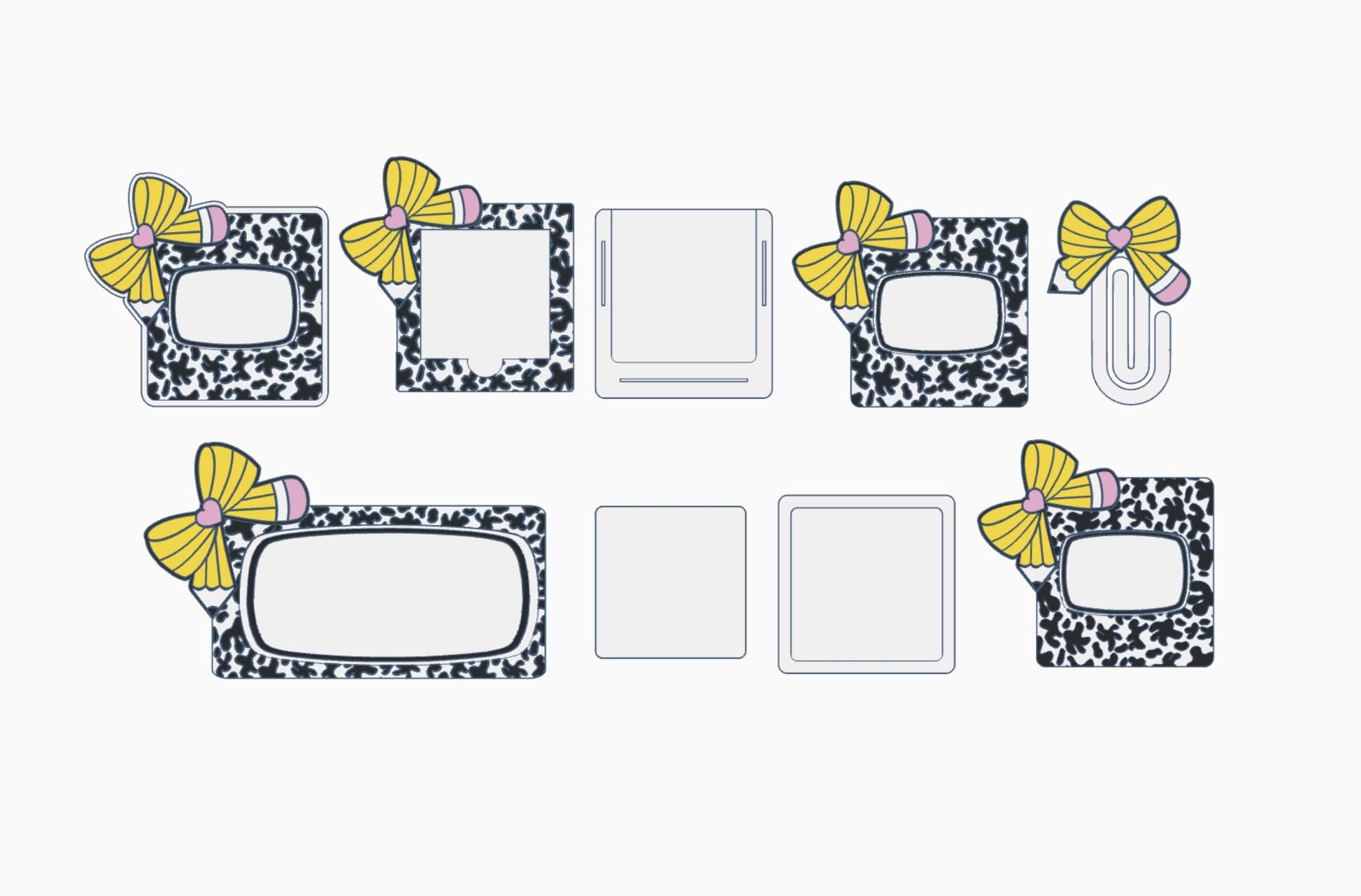 Cow Print Corner Bow Desk Accessories Bundle – 3MF Files | 3D Print Desk Decor | Digital Download