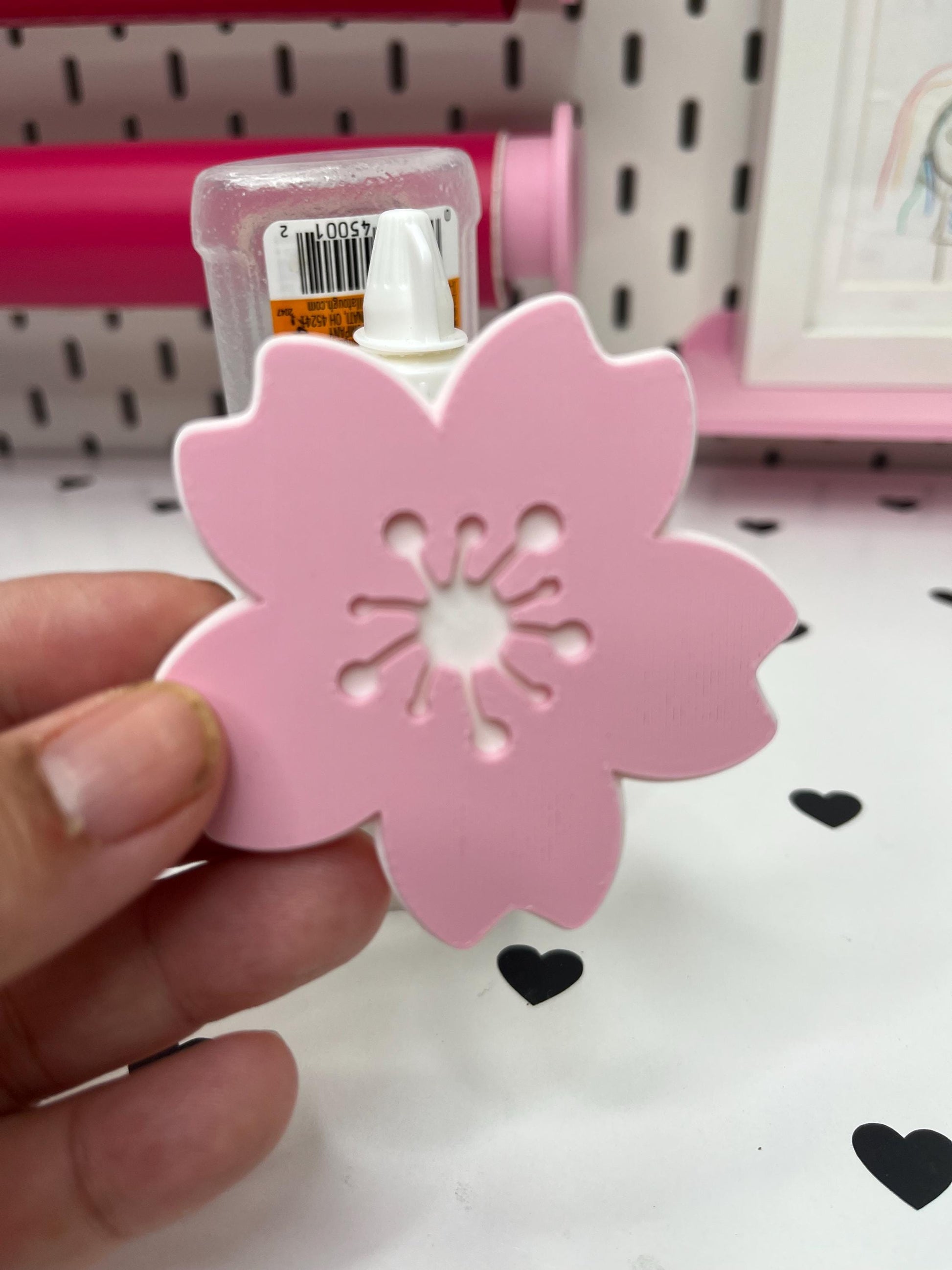 Cherry Blossom Interchangeable Cover for Glue Storage – 3MF Files | Digital Download | Interchangeable Cover for Glue Storage