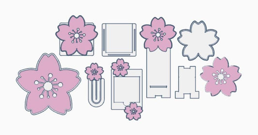Cherry Blossom Desk Decor Bundle – 3MF Files | Digital Download | Note Holder | Paperclips | Pen Holder | Tray | Phone Stand | Straw Topper