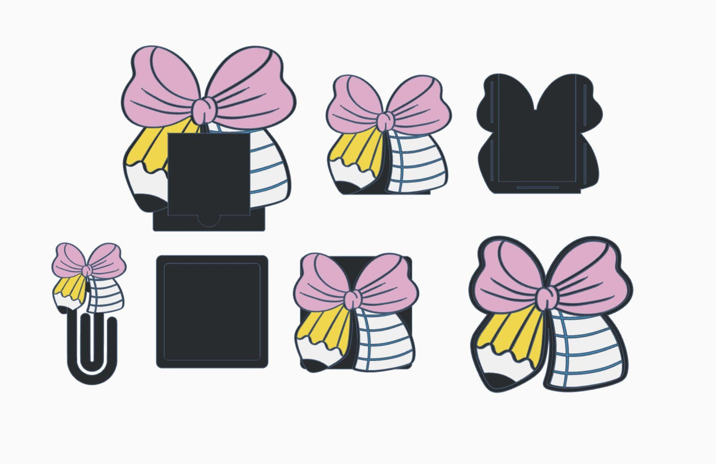 Pencil Paper Bow Desk Accessories Bundle – 3MF Files | 3D Print Desk Decor | Digital Download