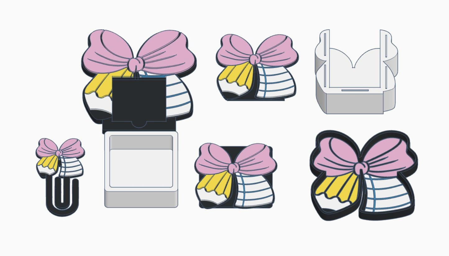Pencil Paper Bow Desk Accessories Bundle – 3MF Files | 3D Print Desk Decor | Digital Download