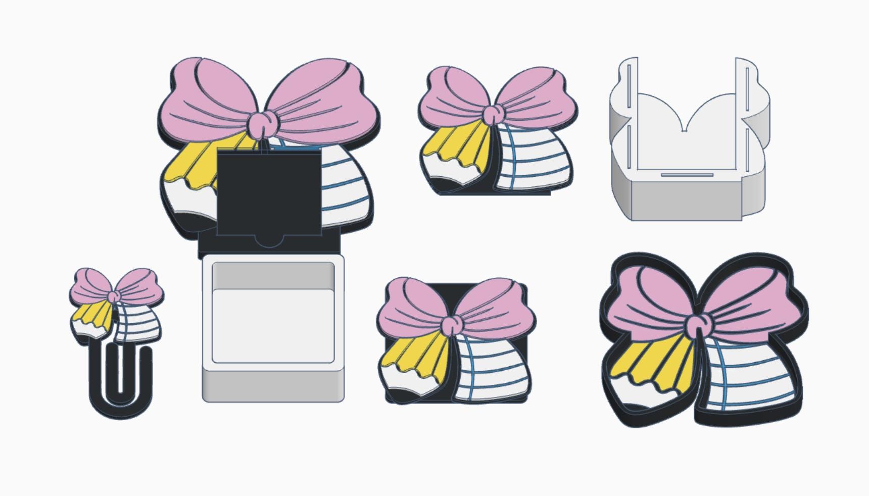 Pencil Paper Bow Desk Accessories Bundle – 3MF Files | 3D Print Desk Decor | Digital Download