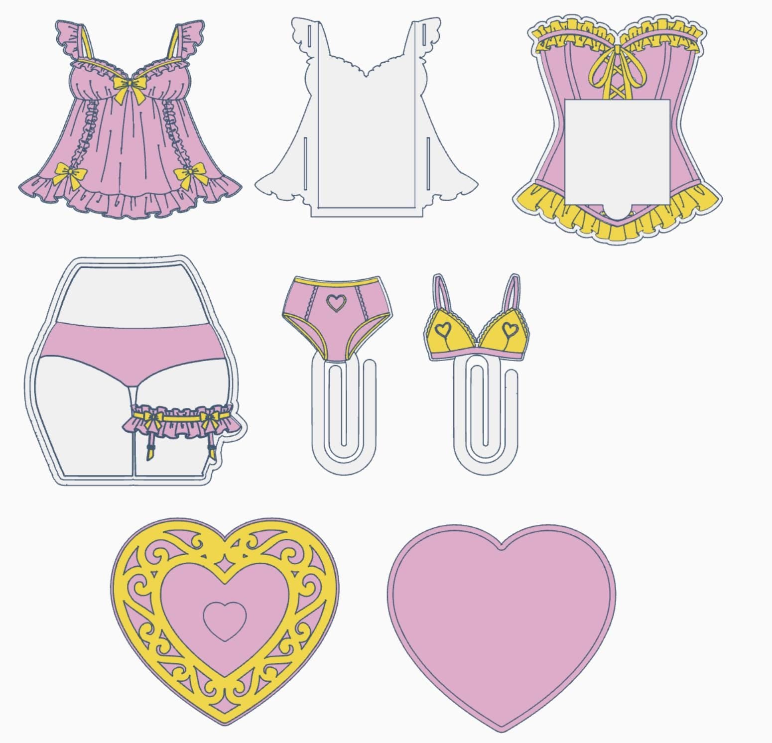 Coquette Lingerie Desk Accessories Bundle – 3MF Files | 3D Print Desk Decor | Digital Download