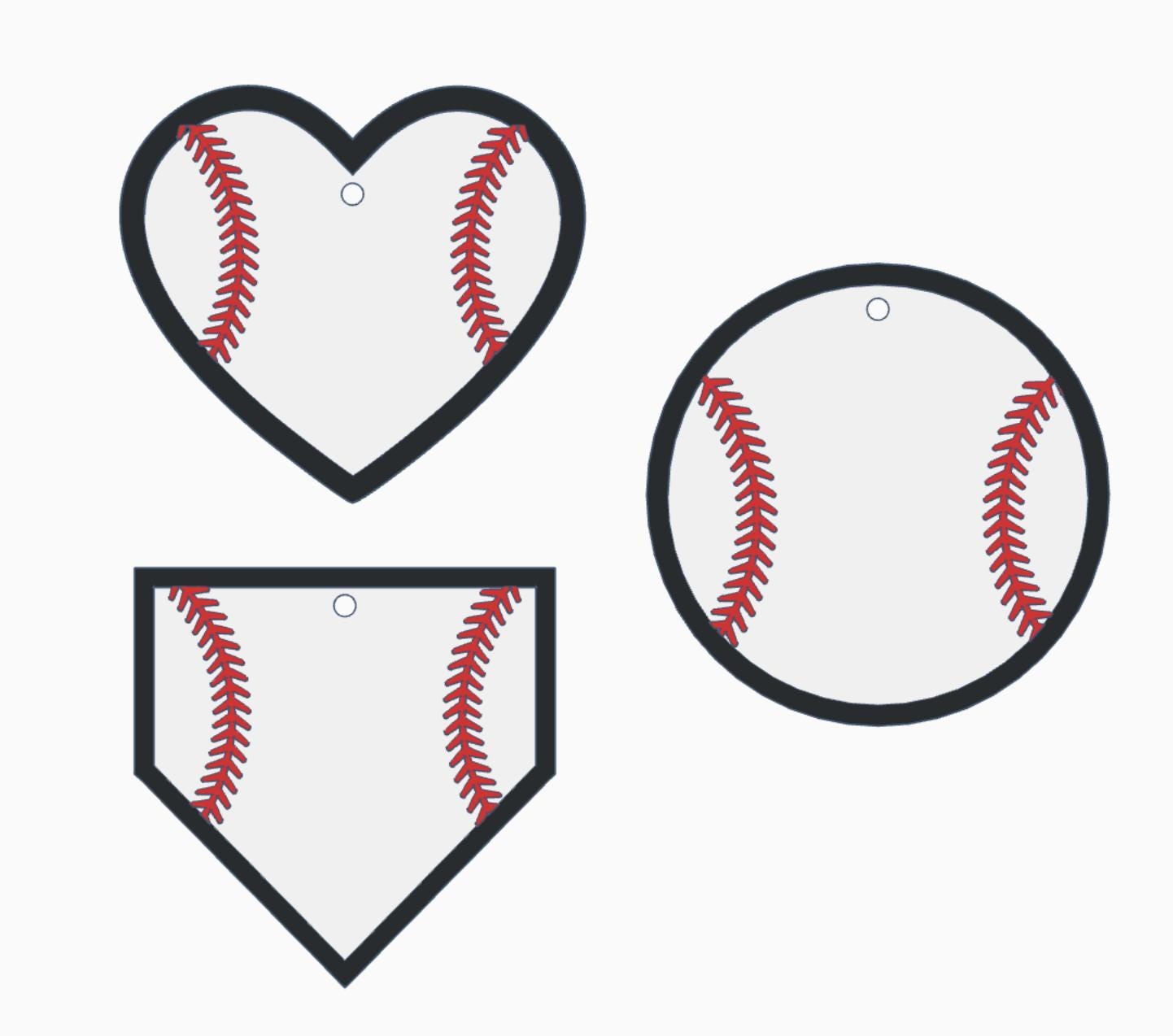 Baseball Inspired Blank Bag Tags – 3MF Digital Files | Base, Heart & Ball Shapes | 3D Print Name Tags | DIY Custom Bag Tags