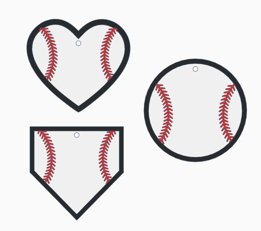 Baseball Inspired Blank Bag Tags – 3MF Digital Files | Base, Heart & Ball Shapes | 3D Print Name Tags | DIY Custom Bag Tags