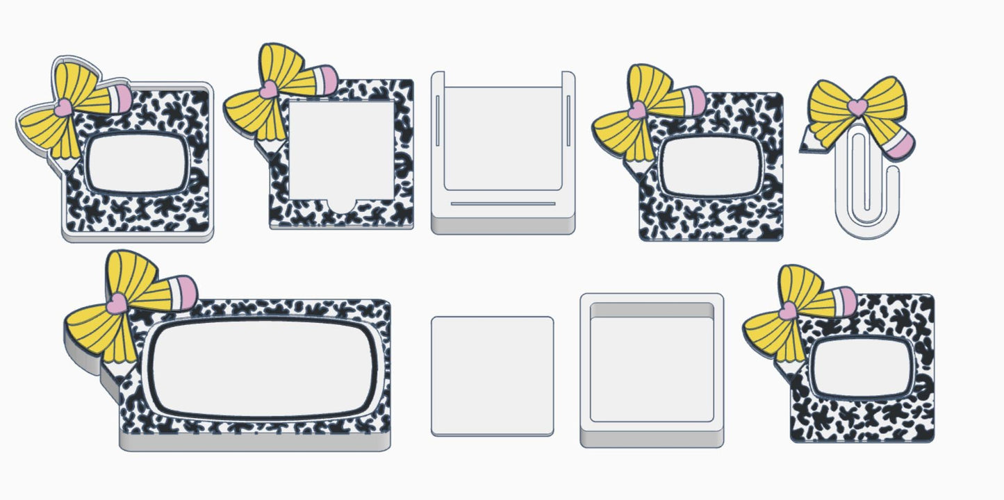 Cow Print Corner Bow Desk Accessories Bundle – 3MF Files | 3D Print Desk Decor | Digital Download
