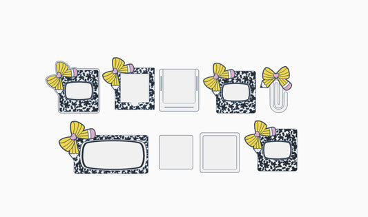 Cow Print Corner Bow Desk Accessories Bundle – 3MF Files | 3D Print Desk Decor | Digital Download