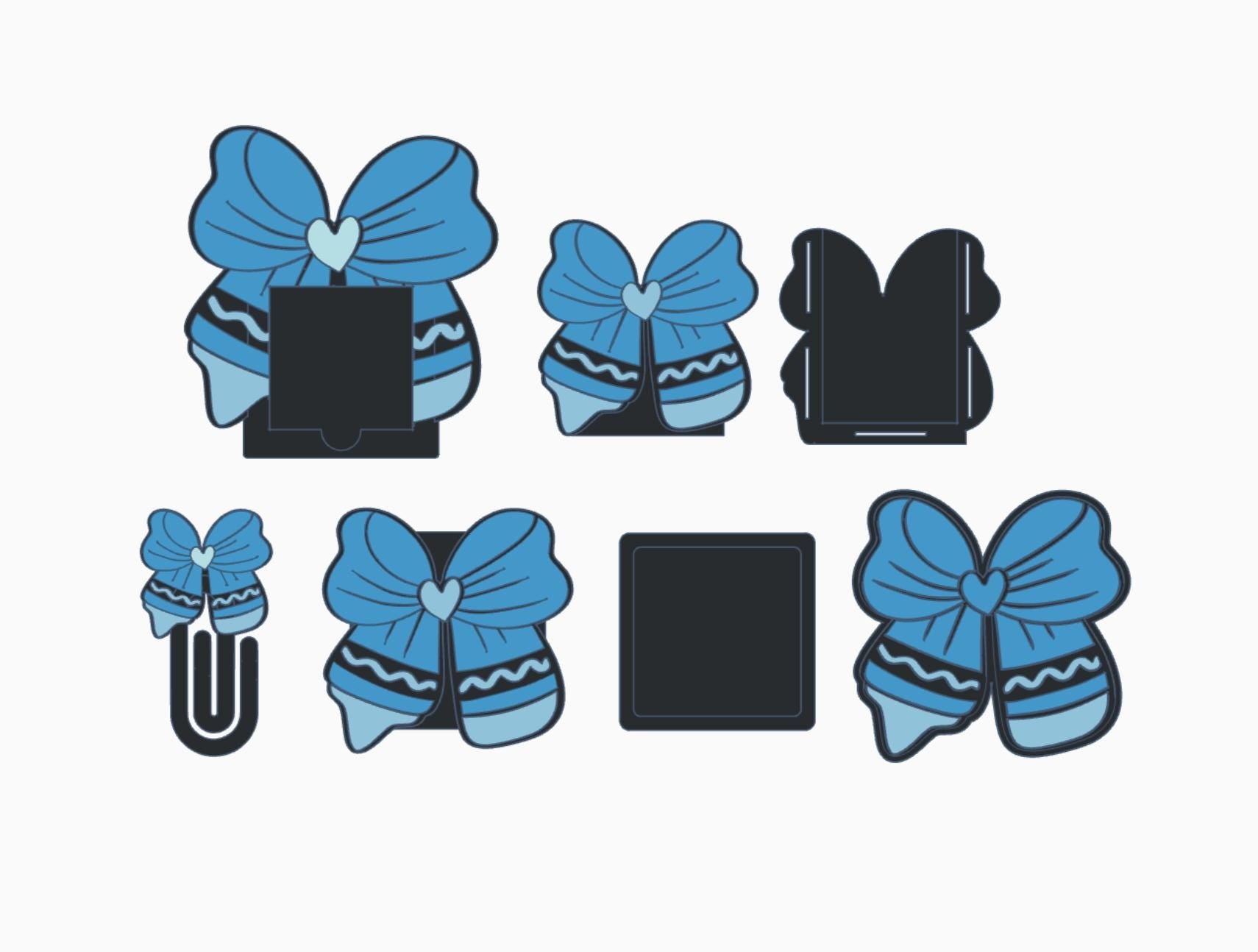 Crayon Bow Desk Accessories Bundle – 3MF Files | 3D Print Desk Decor | Digital Download
