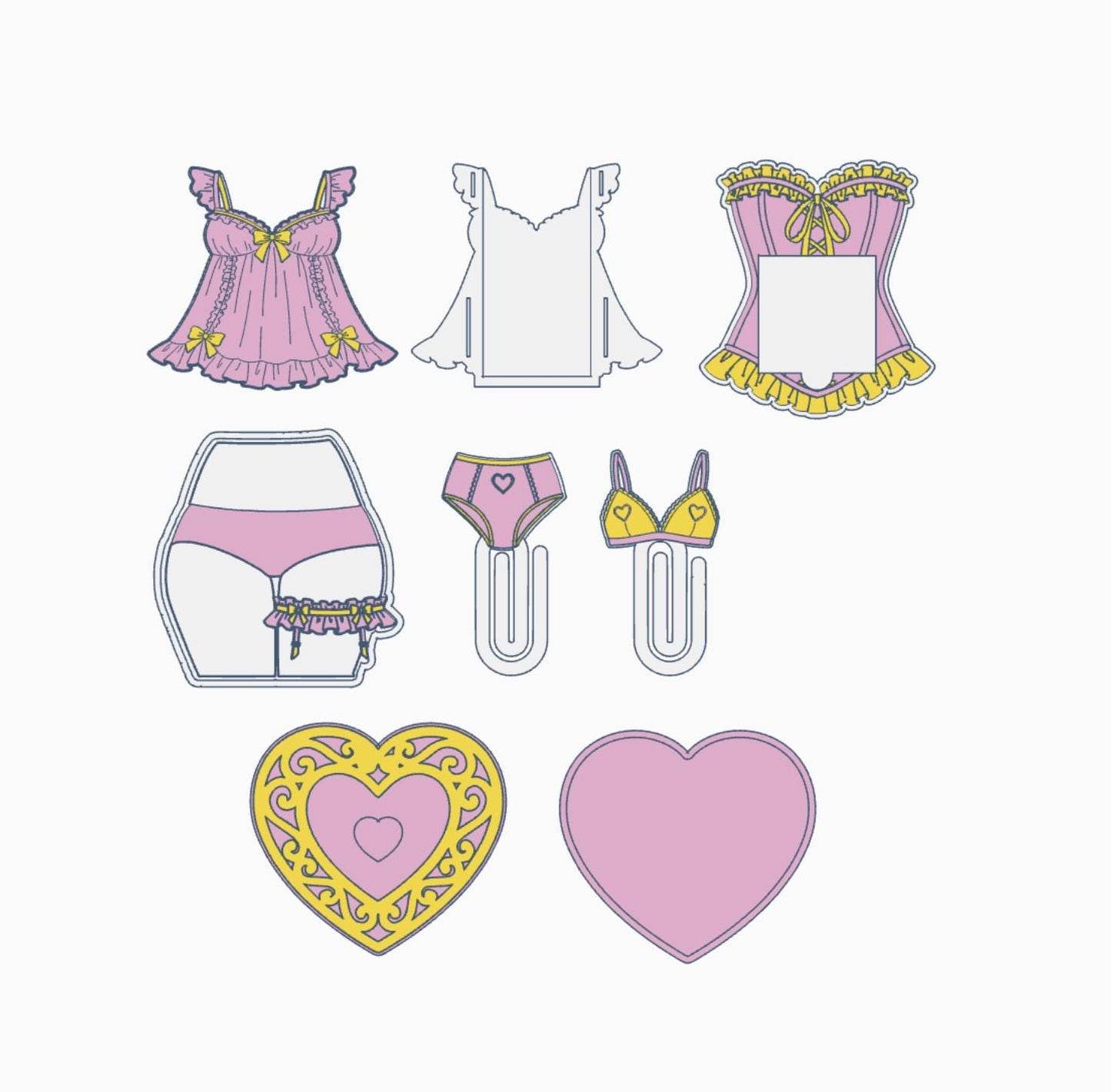 Coquette Lingerie Desk Accessories Bundle – 3MF Files | 3D Print Desk Decor | Digital Download