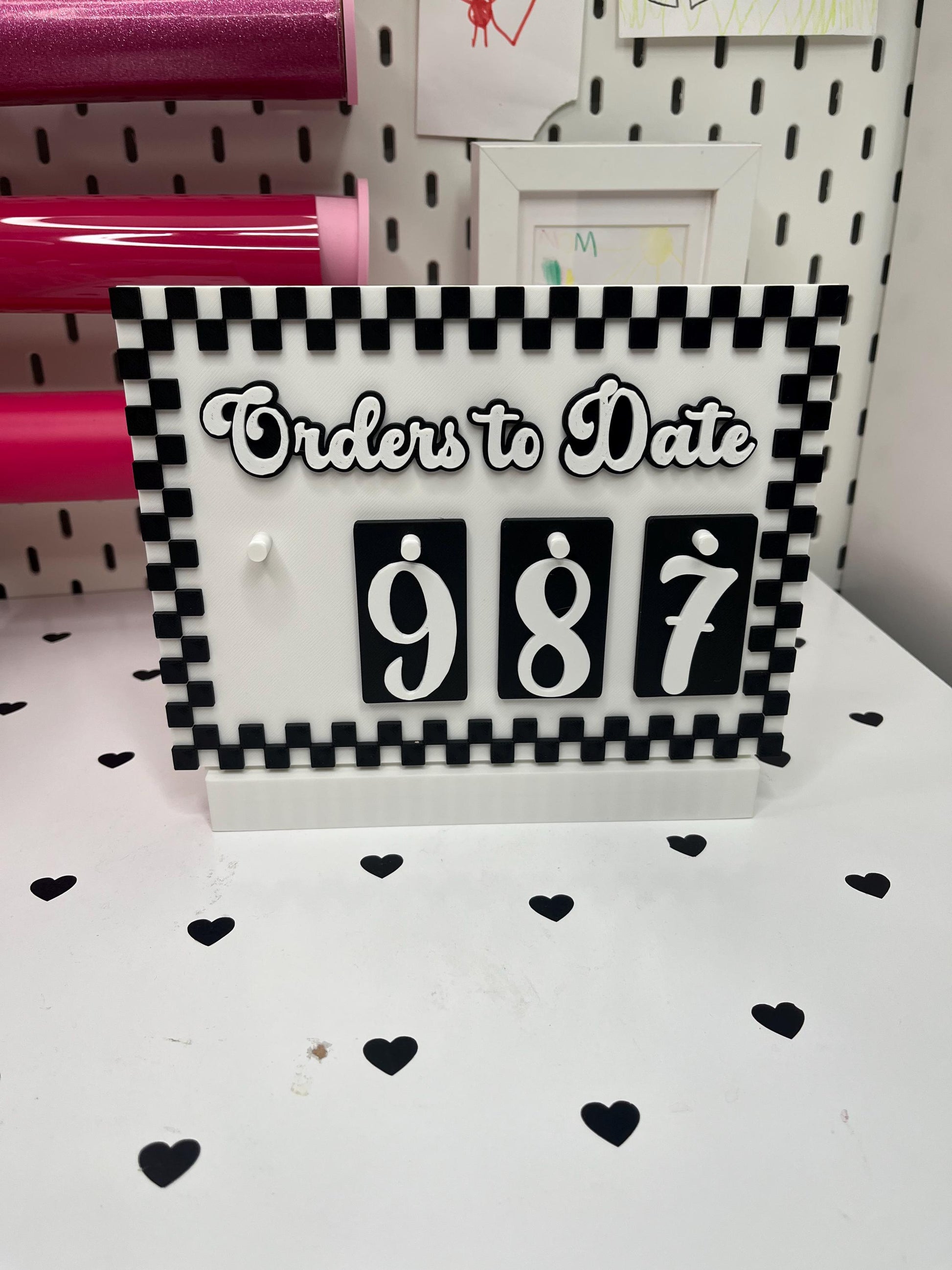 Checkered Border Orders to Date Tracker | 3D Print File (3MF)