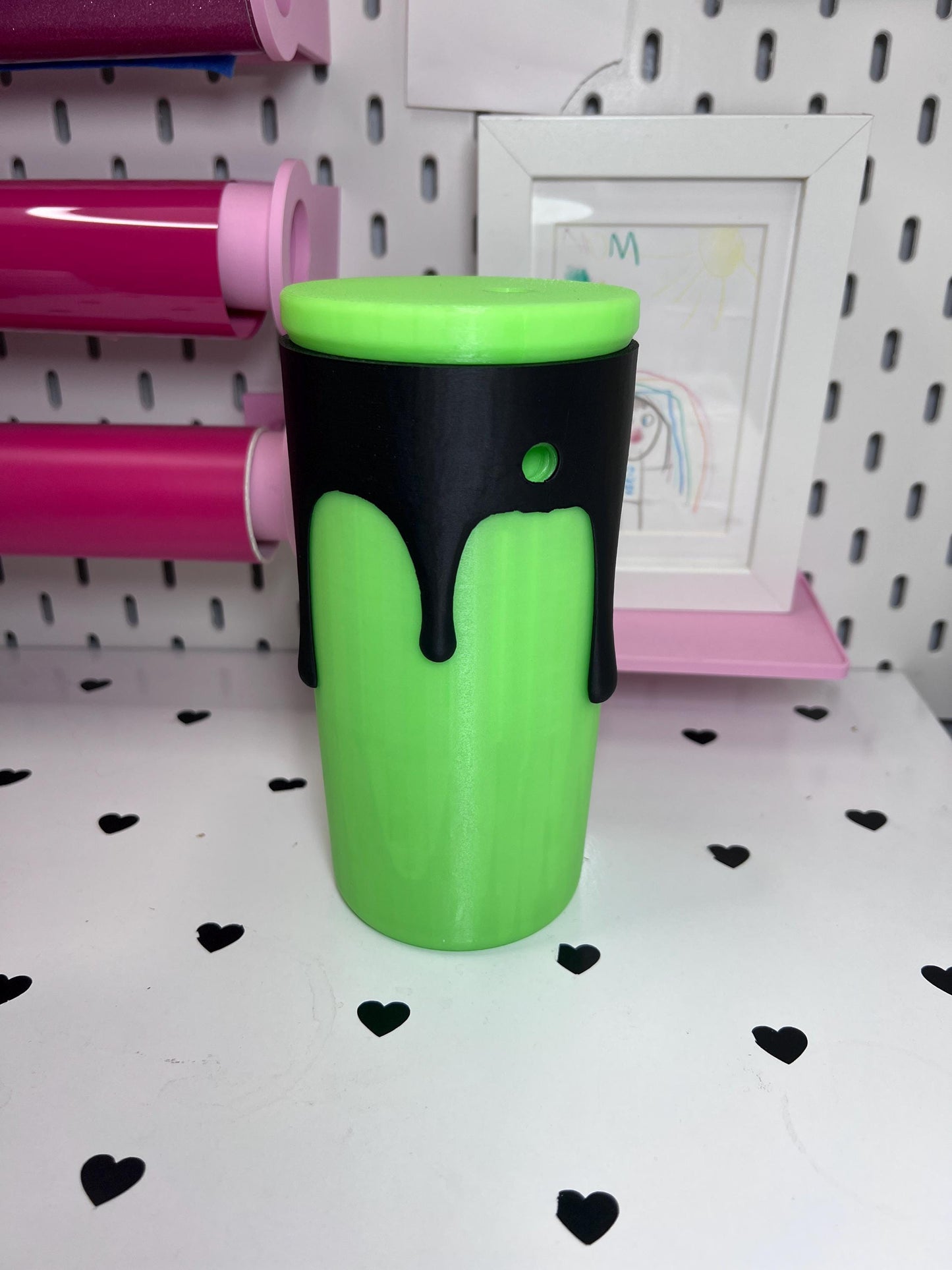 Glow in the Dark Drip Can Holder with Matching Initial Drip Keychain Can Opener