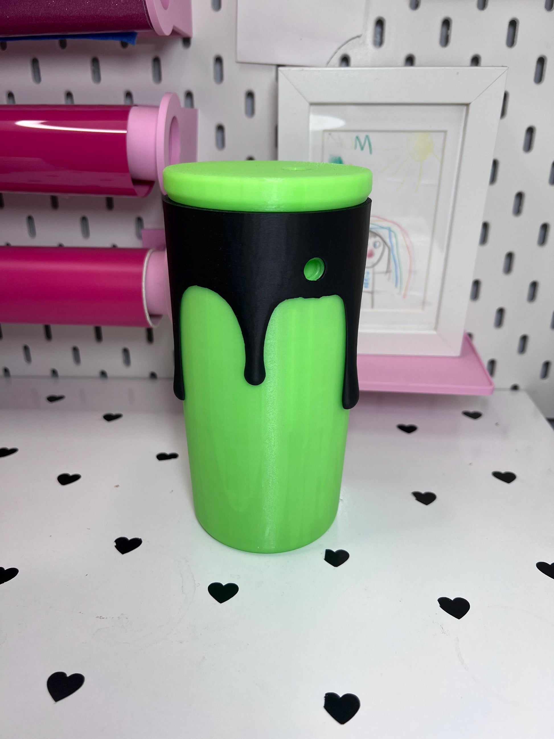 Glow in the Dark Drip Can Holder with Matching Initial Drip Keychain Can Opener