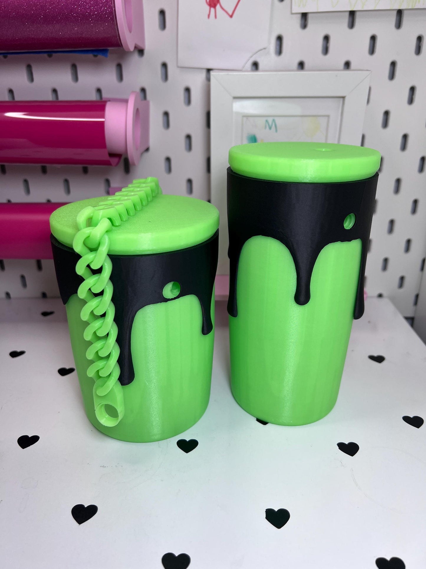 Glow in the Dark Drip Can Holder with Matching Initial Drip Keychain Can Opener