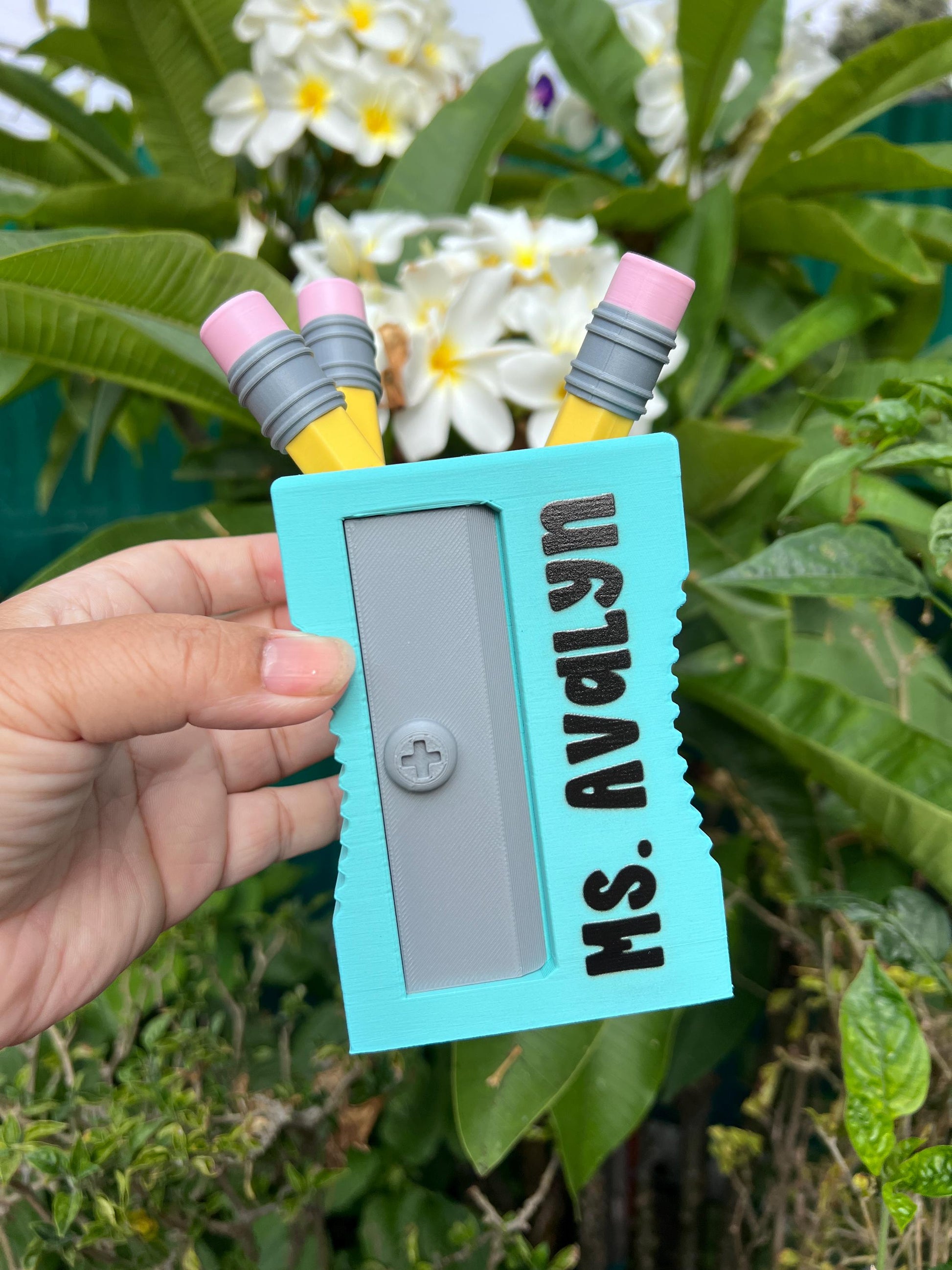 Personalized Pencil Sharpener Inspired Pencil Holder | Custom 3D Printed Desk Organizer | Teacher Gift | Back to School Decor